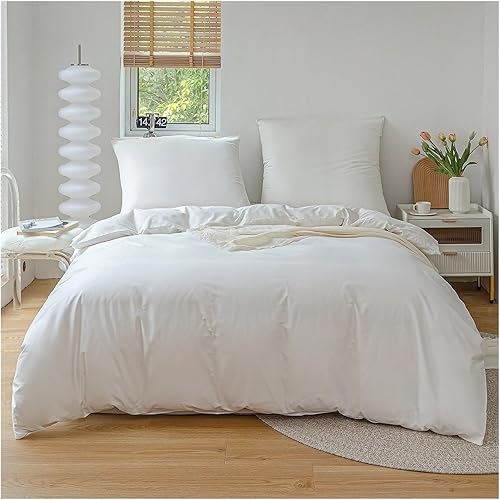 VAUNDY Cotton Duvet Cover Set, 100% Cotton, Skin Friendly Thickening Fabric, Solid Color, Double Bedding Set,Bedding