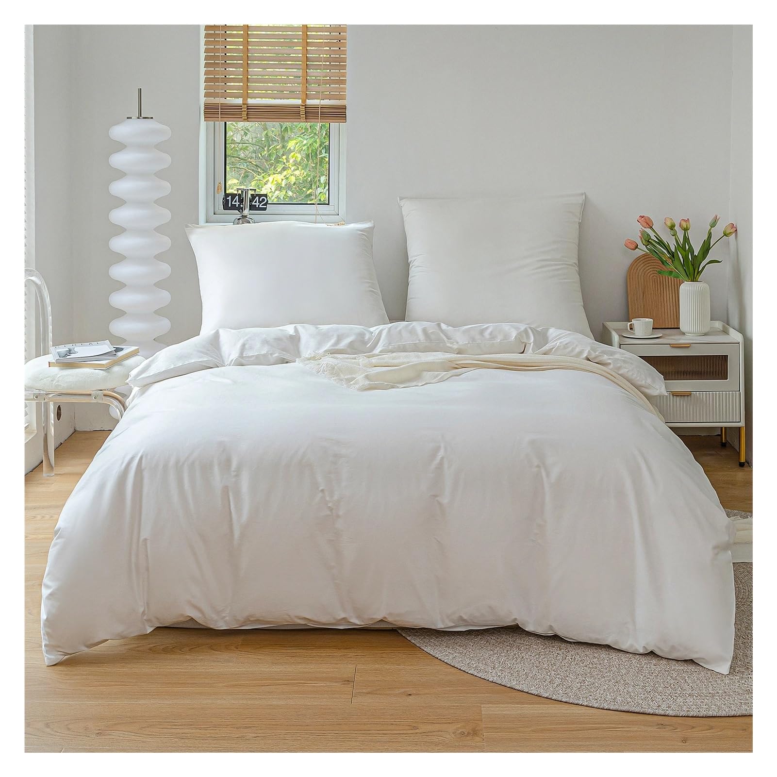 Housse de couette coton anti-irritation blanche 200x200 pour peau sensible