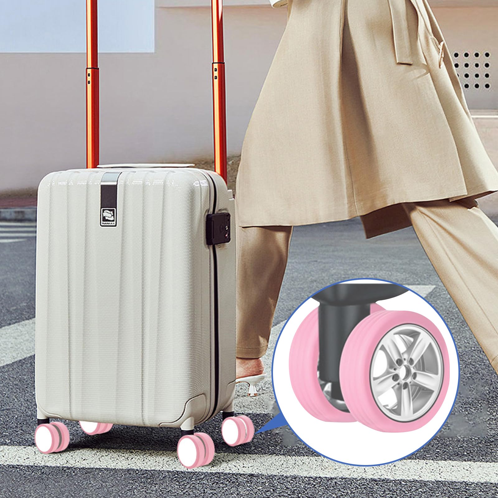 16Pièces Lumineux Protection Roue Valise, Silicone Protege Roulette Valise, Housses de Protection de Roue de Bagage Réduction du Bruit, Couvre-Roues de Bagage pour Valise Absorption des Chocs