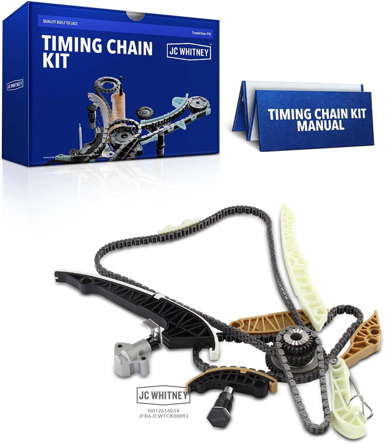 JC Whitney JFBAJCWTCK00093 Engine Timing Chain Kit with Tensioner - Fits DOHC L4 2.0L - Compatible with Volkswagen Jetta 08-13, Tiguan 09-15, Passat 08-10, A4&A4 Quattro 09-15