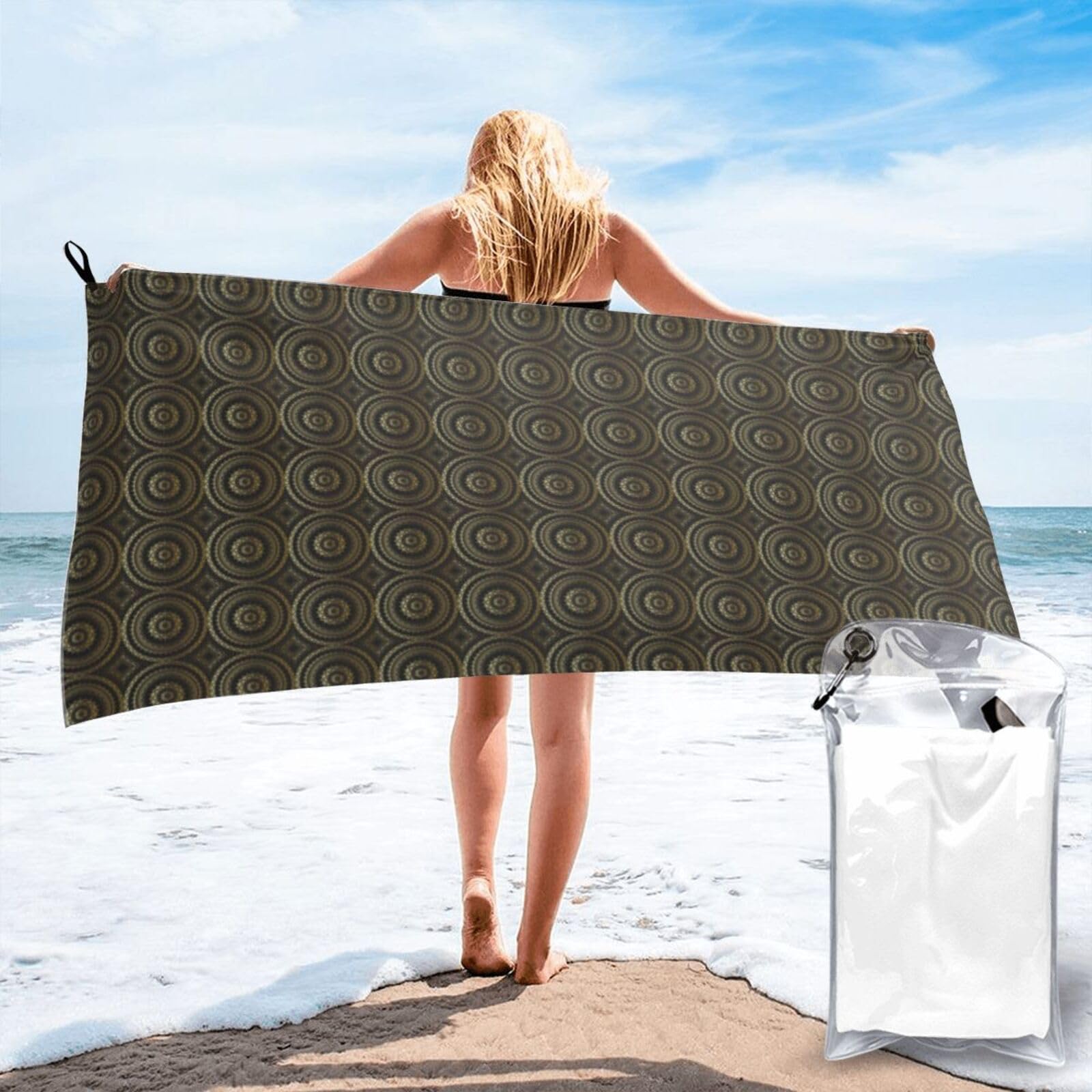 AYYQWE Circle Print Lightweight Towel For Men Women Travel Beach Camping Hiking Yoga Swimming Sports
