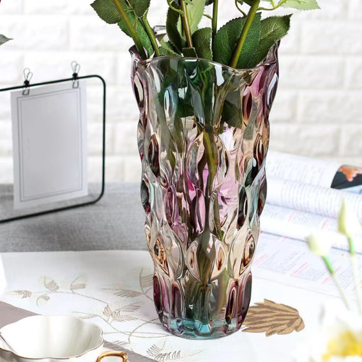 Vaso Stile Nordico Elegante in Vetro Spesso, per Fiori per Casa | Design Versatile da Scrivania, Adatto per Casa e Ufficio, Decorazione Raffinata in Vetro