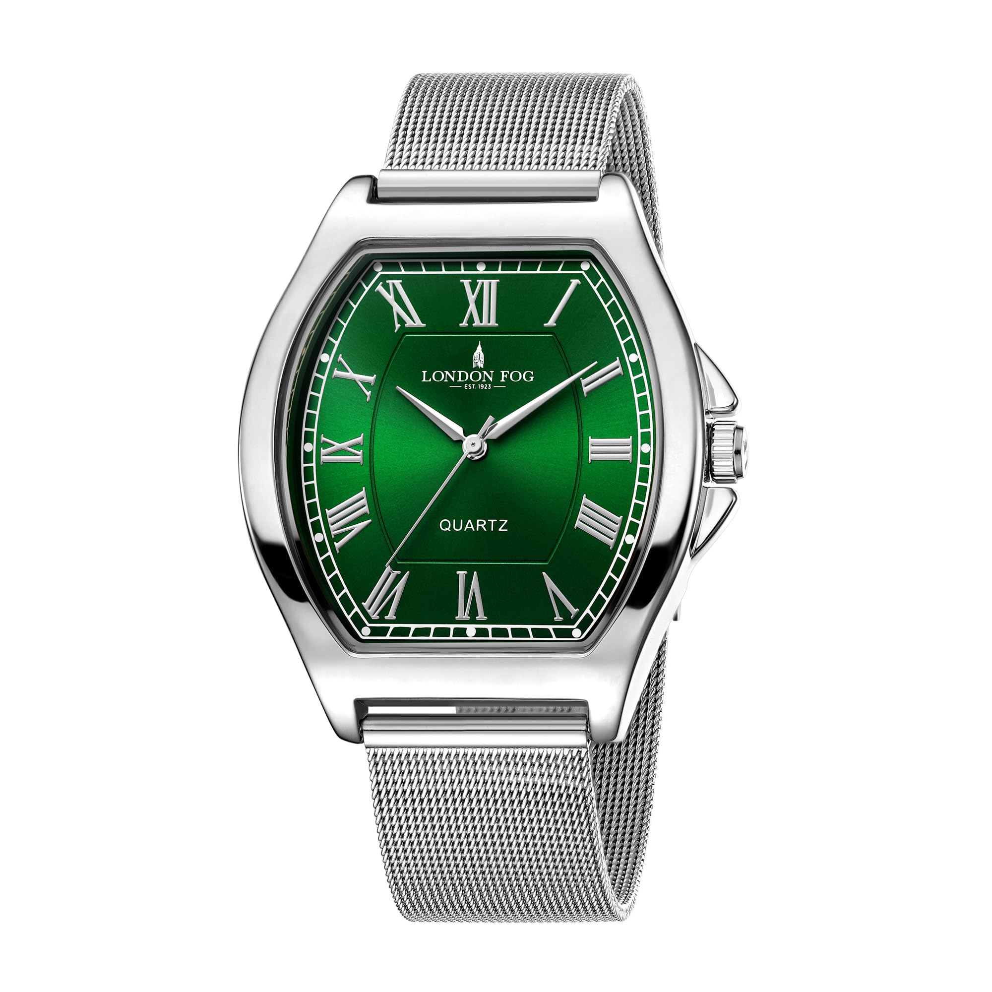 Notting Hill Collection Analog Watch for Men with Tonneau Dial, Roman Numeral Markers, Quartz Movement and Stainless Steel Mesh Strap - LFM10012-image-0