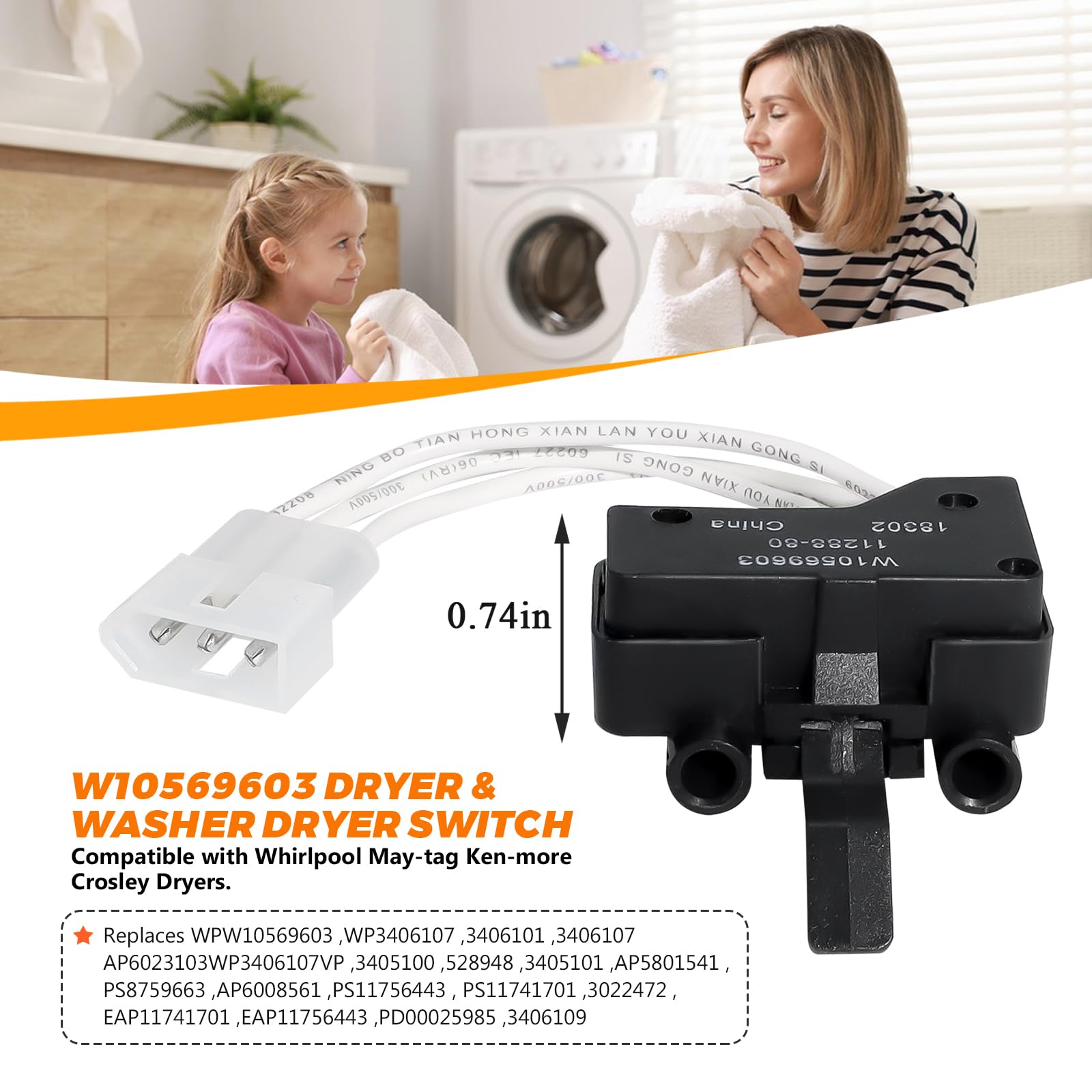 Amazon.com: W10569603 Dryer Door Switch by Blutoget - Compatible