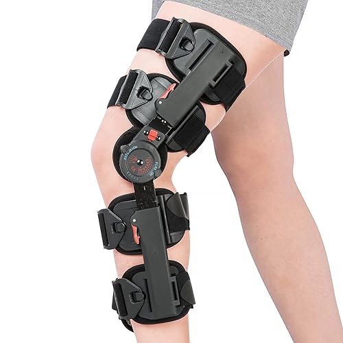 Medibot Rodillera con bisagras ROM ajustable post operatorio soporte de rodilla ortesis inmovilizador protector para pierna izquierda y pierna