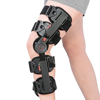 Medibot Hinged Knee Brace ROM Adjustable Post Op Knee Support Orthosis Immobilizer Protector for Left Leg and Right Leg, Both Men and Women