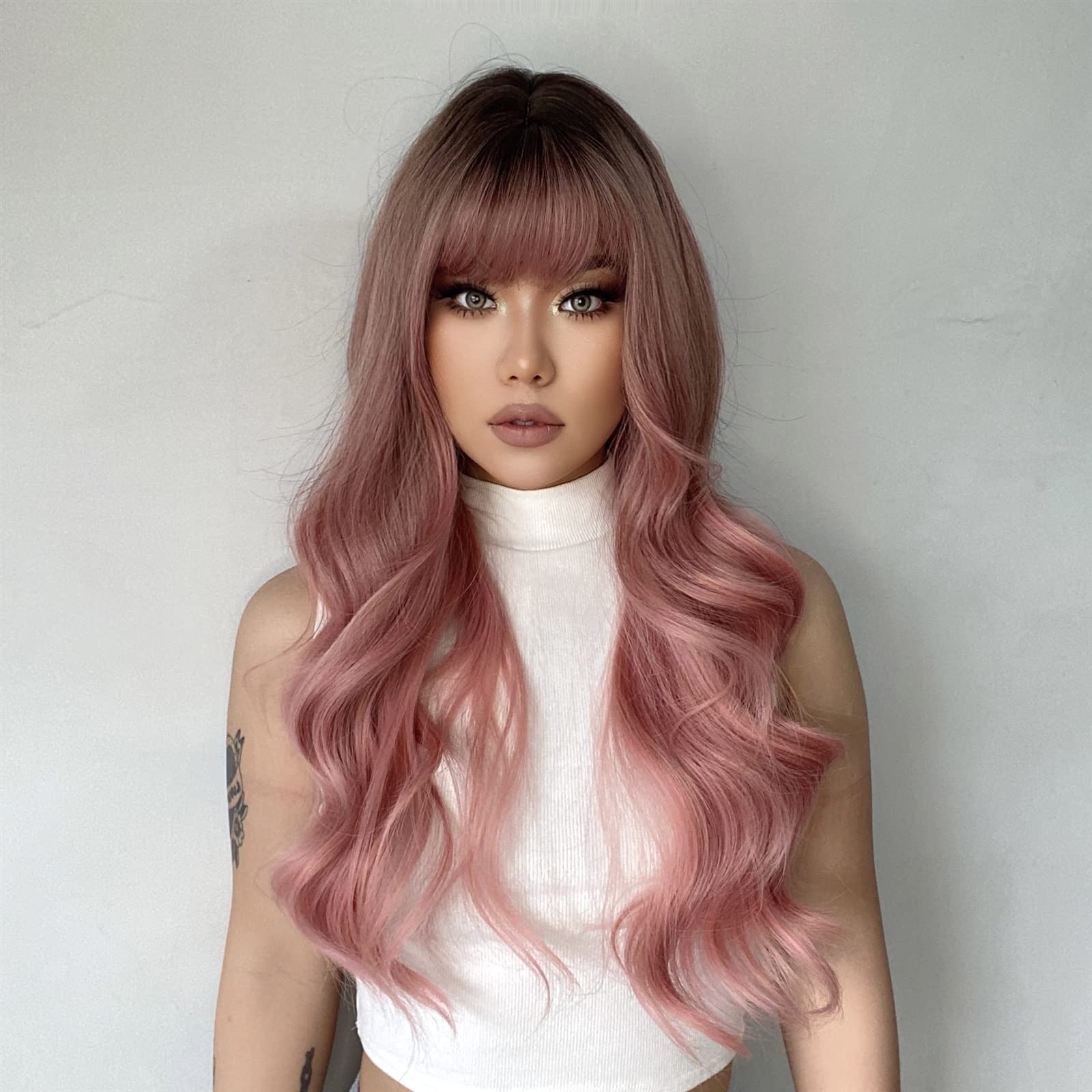 Amazon.com: x3anggyt5 Wig for Women Gray Pink Wigs with 