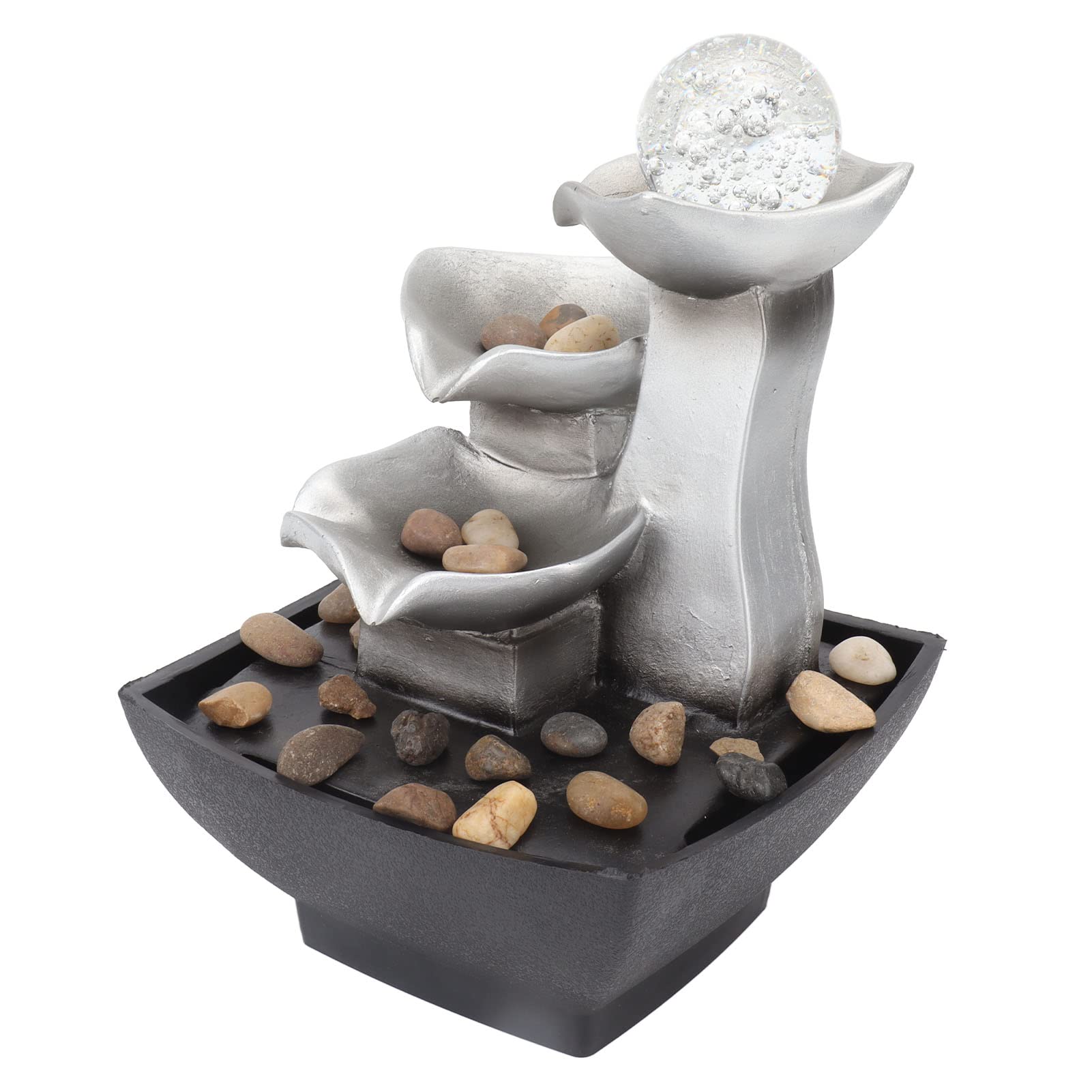 Fuente de mesa, fuente de agua con luces de colores de rocalla de 5 V con bomba, decoración de cascada Feng Shui, adorno de fuente, meditación Zen para la relajación del dormitorio de la oficina en el