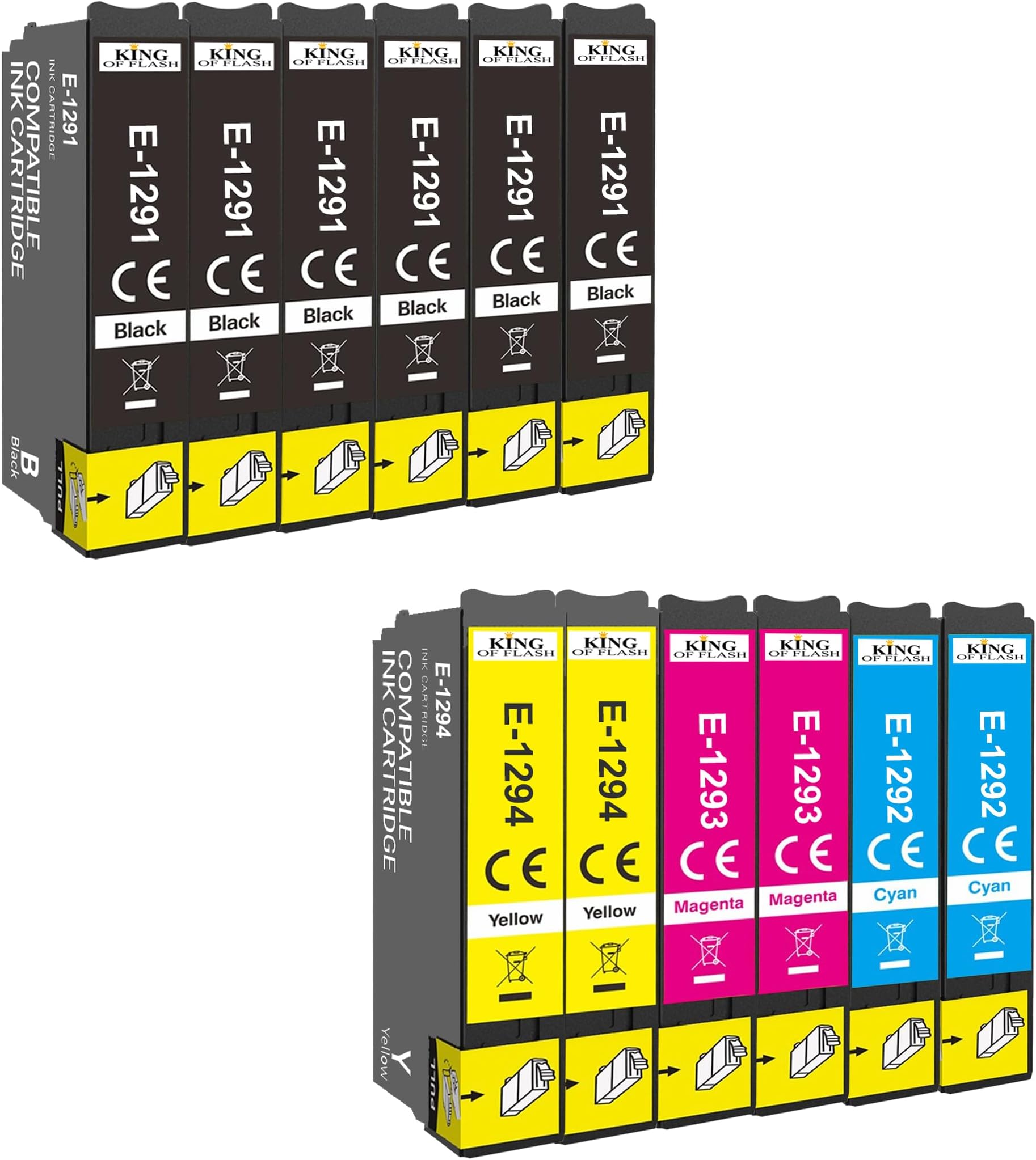 โ T1291 T1292 T1293 T1294 T1295 Ink Cartridges Compatible with Epson WF-3520 WF-3540 7515 7525, SX425W SX235W SX435W SX445W SX535WD BX305FW BX630