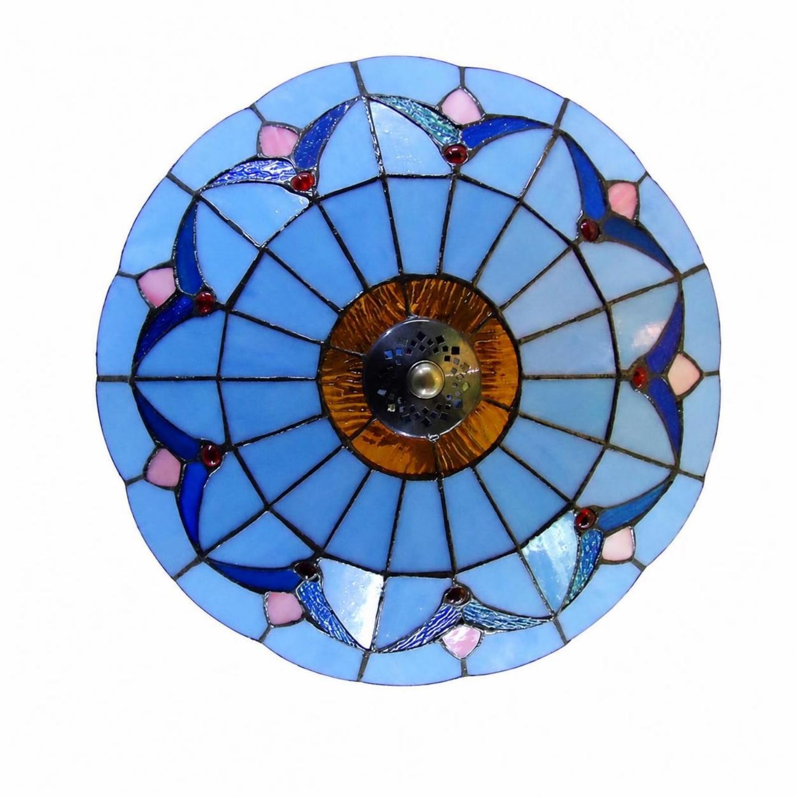 predolo Dekorativ Buntglas Deckenlampe | Handgefertigt, flach, Buntglas-Deckenlampe, für Schlafzimmer, Flur,