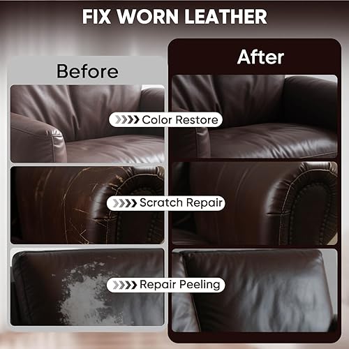 Miniatura 2 de Bálsamo de recoloración de cuero, kit de reparación de cuero de 10 onzas para muebles, restaurador de color de cuero, tinte de cuero para recolor,