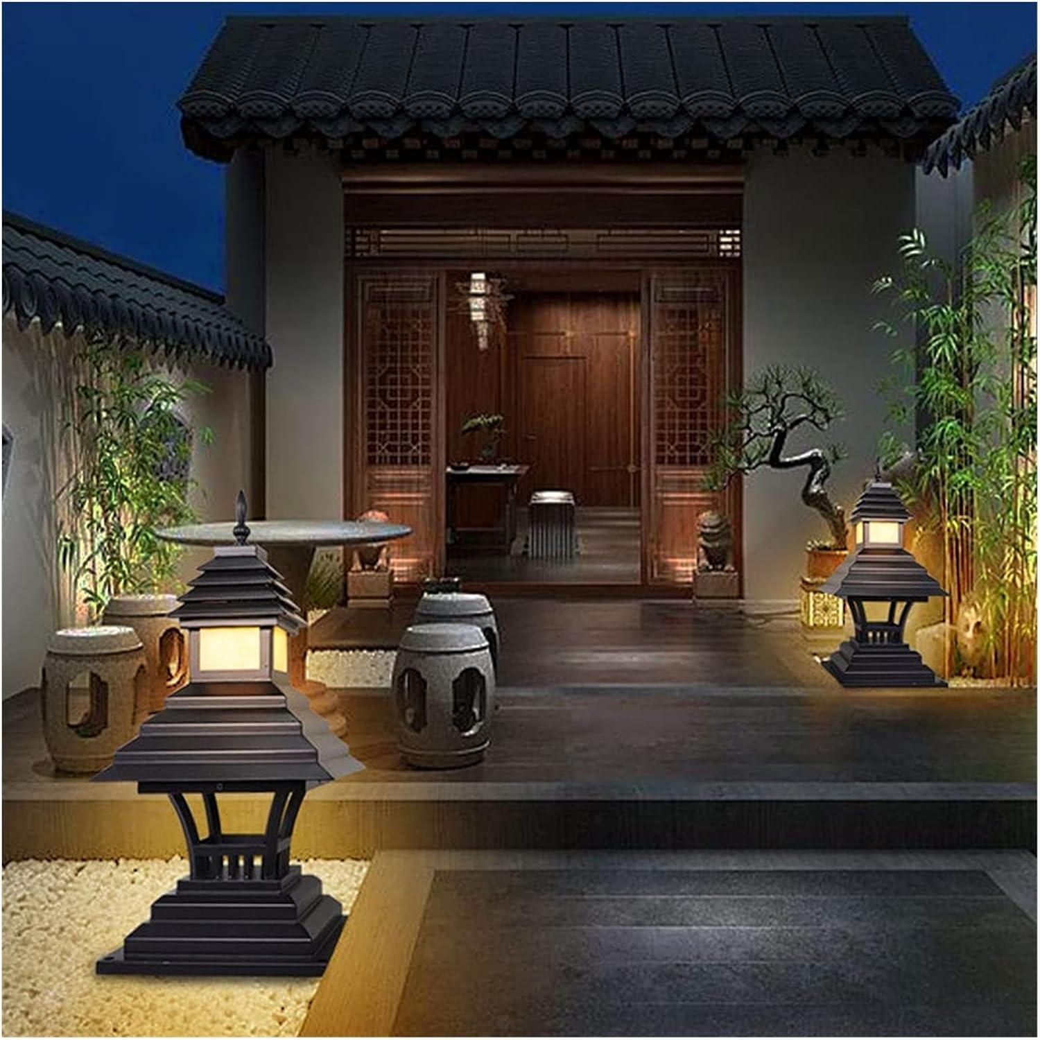 Outdoor Retro Column Light - IP65 Waterproof Marble Lamp for Deck, Fence & Courtyard - Stylish Pillar Lantern for Villa Lighting