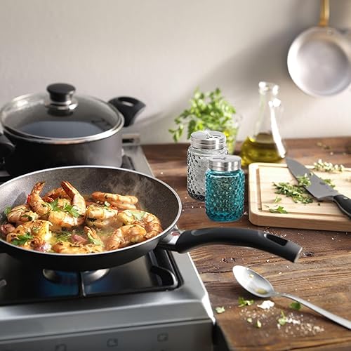 Miniatura 6 de ZOOFOX Juego de 4 saleros y pimenteros de cristal, salero de estilo retro de 4 onzas con tapa de acero inoxidable y agujero de vertido ajustable,