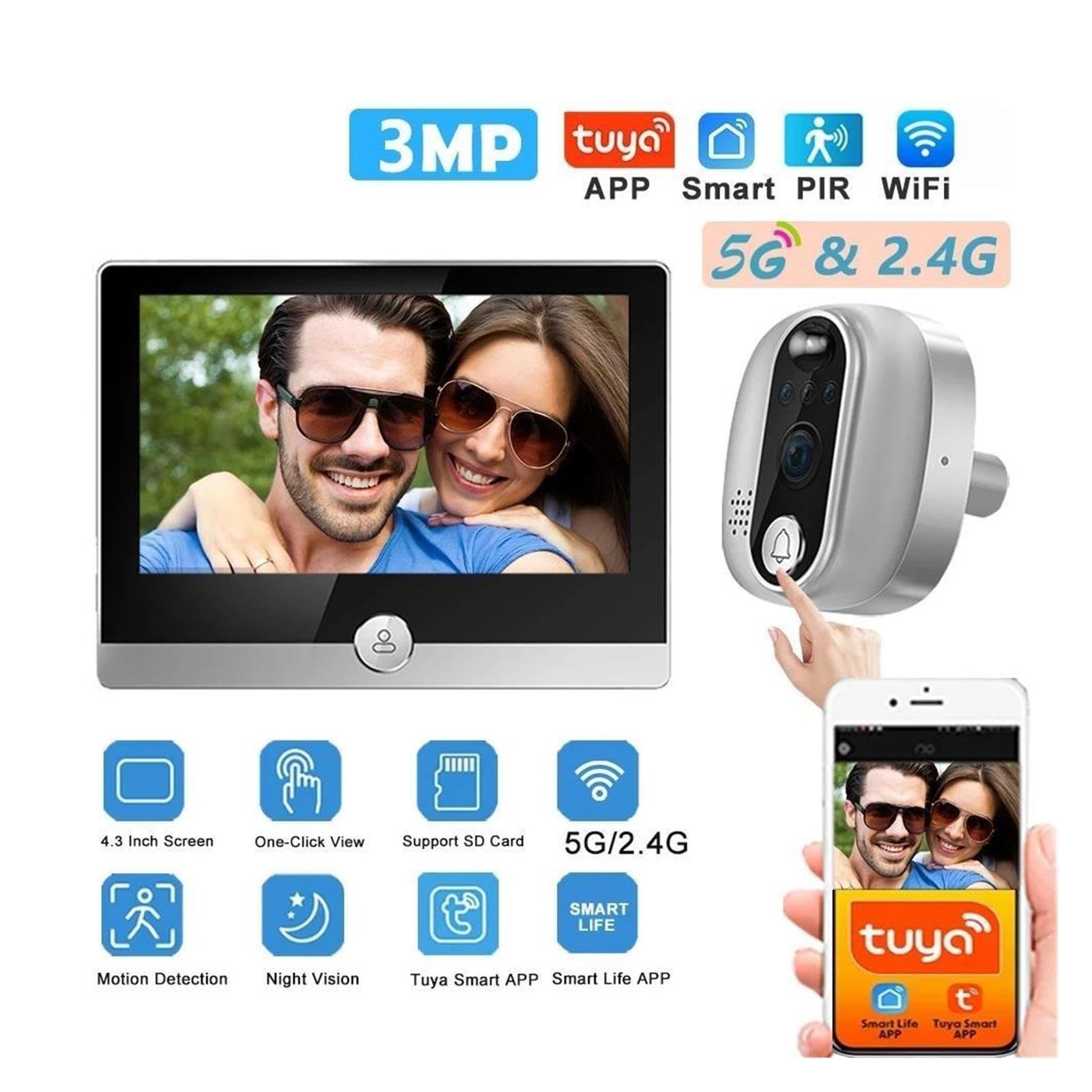 Telecamera digitale WiFi for spioncino da porta da 3 MP