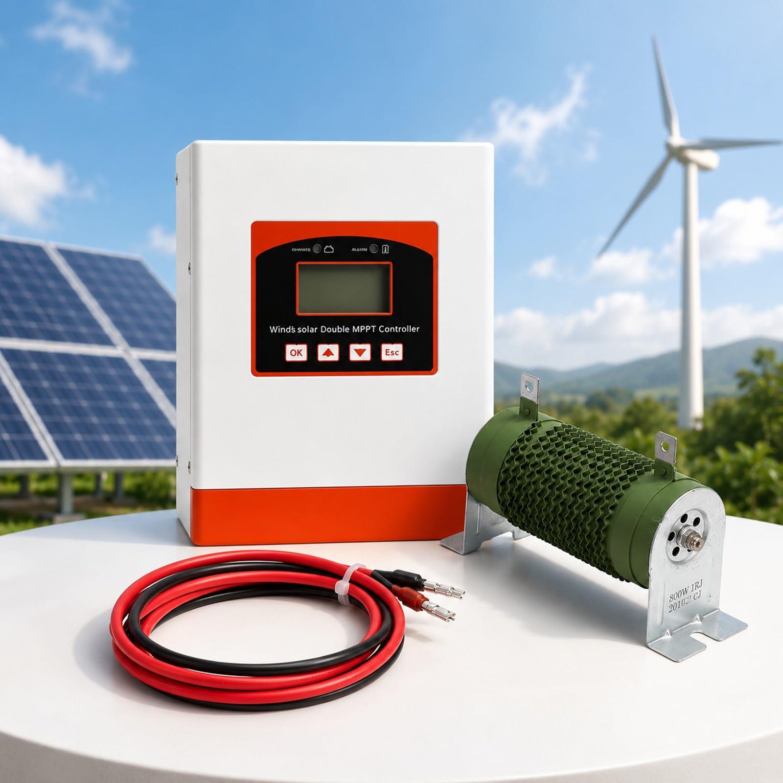Hybrydowy kontroler solarny – regulator ładowania MPPT Boost z rezystorem odciążenia (12V/24V/48V) - wyświetlacz LED (12000 W, 24V/48V)