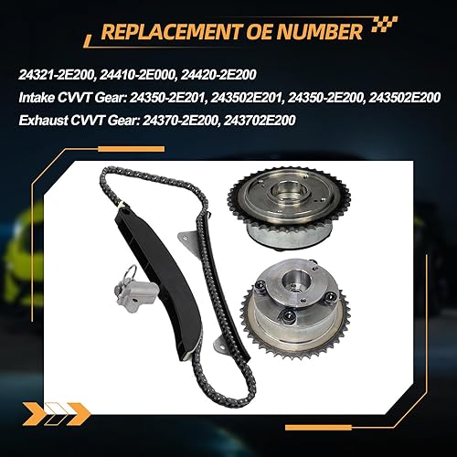 Miniatura 4 de noptul Kit de cadena de distribución del motor, adecuado para Hyundai Kia Elantra Sonata Tucson Optima Soul Forte 2.0L G4NC, pieza de repuesto para