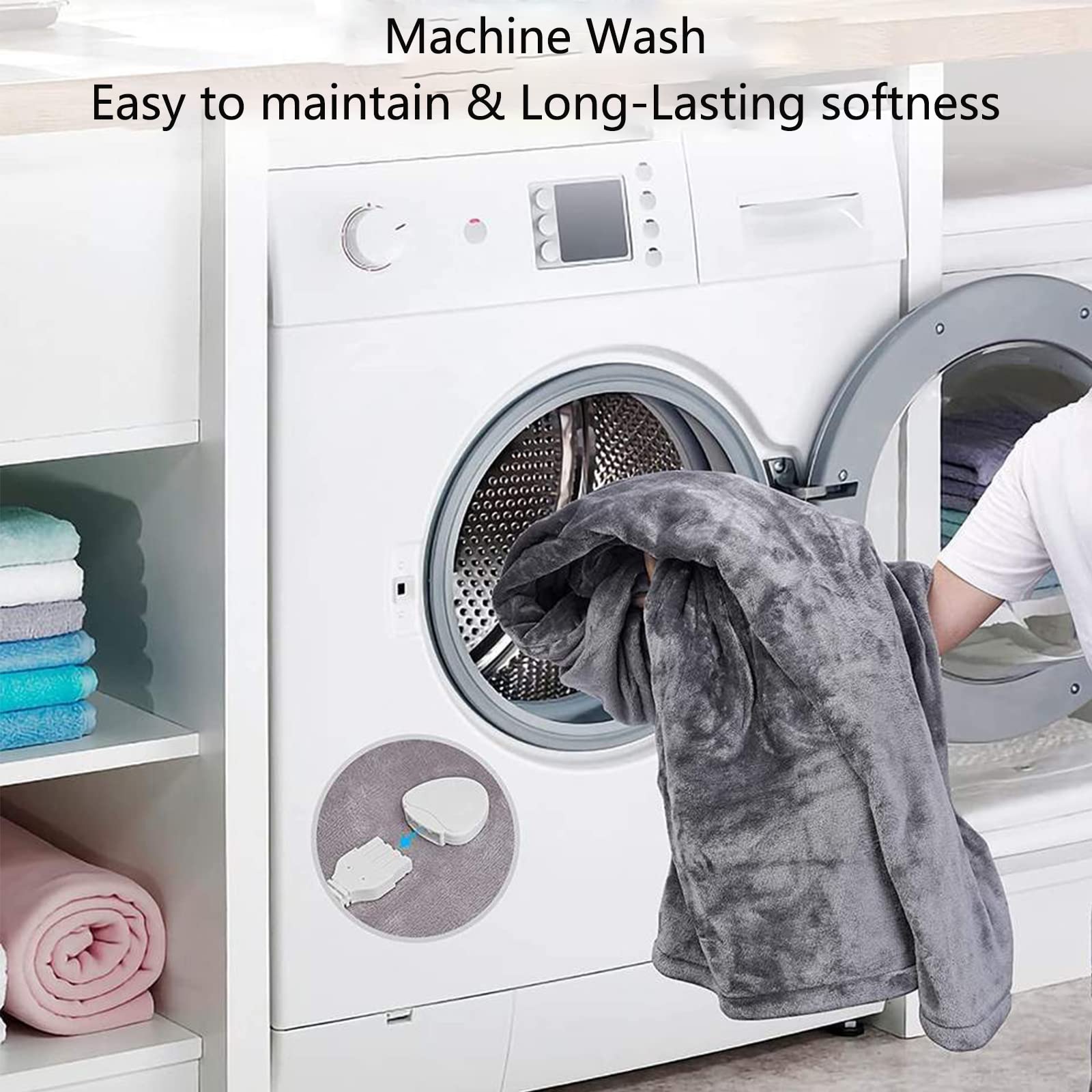 Manta Eléctrica, 6 Ajustes de Temperatura Calienta Cama, Calentador de Cama con Apagado Automático, Conector Extraíble Manta Caliente para Hogar Y Oficina,Gris,130 * 150