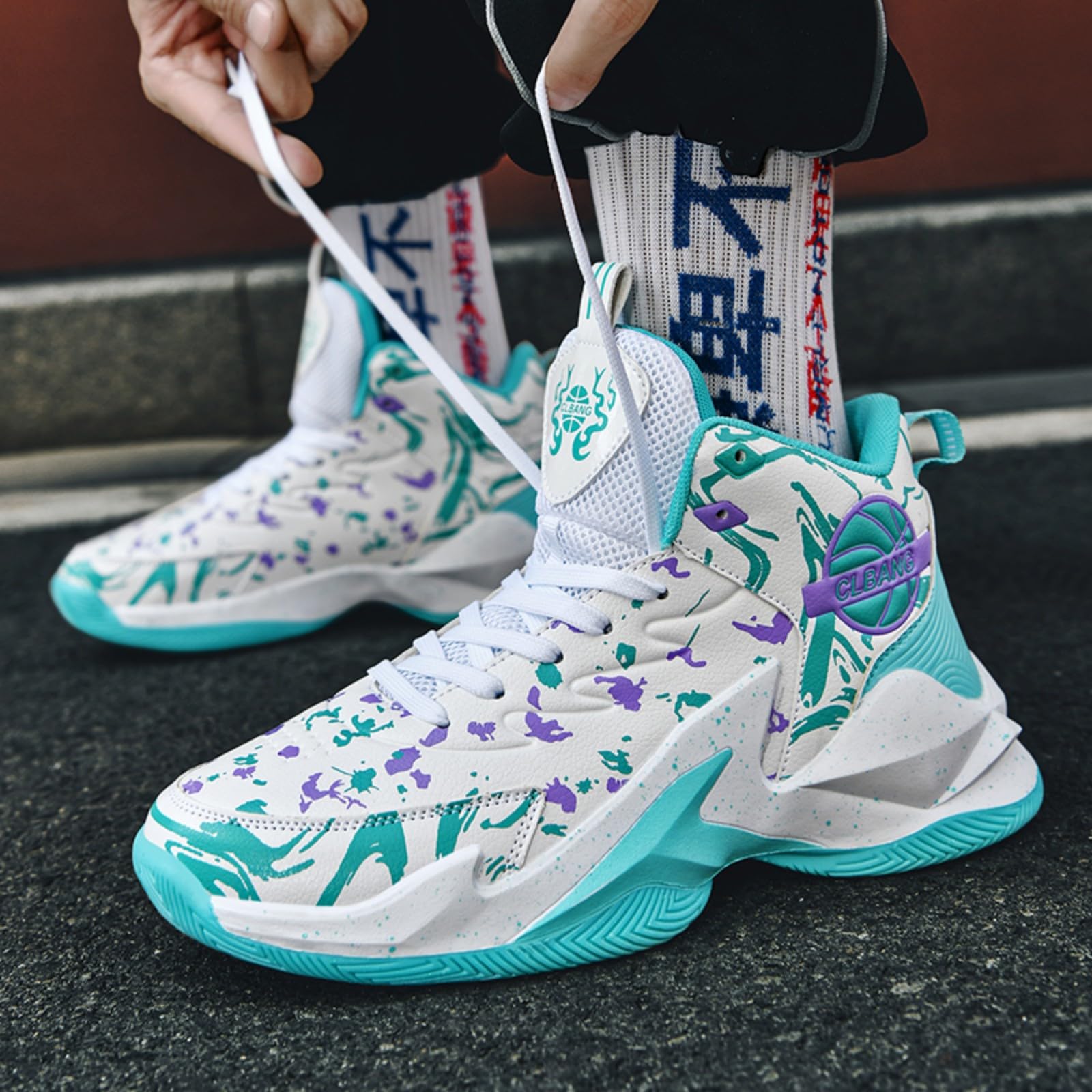 Chaussures de Basket-Ball Montantes Antidérapantes et Respirantes, Légères et Résistantes à l'usure, Sneakers de Sport Confortables pour Adolescents et Adultes, Usage Intérieur Extérieur