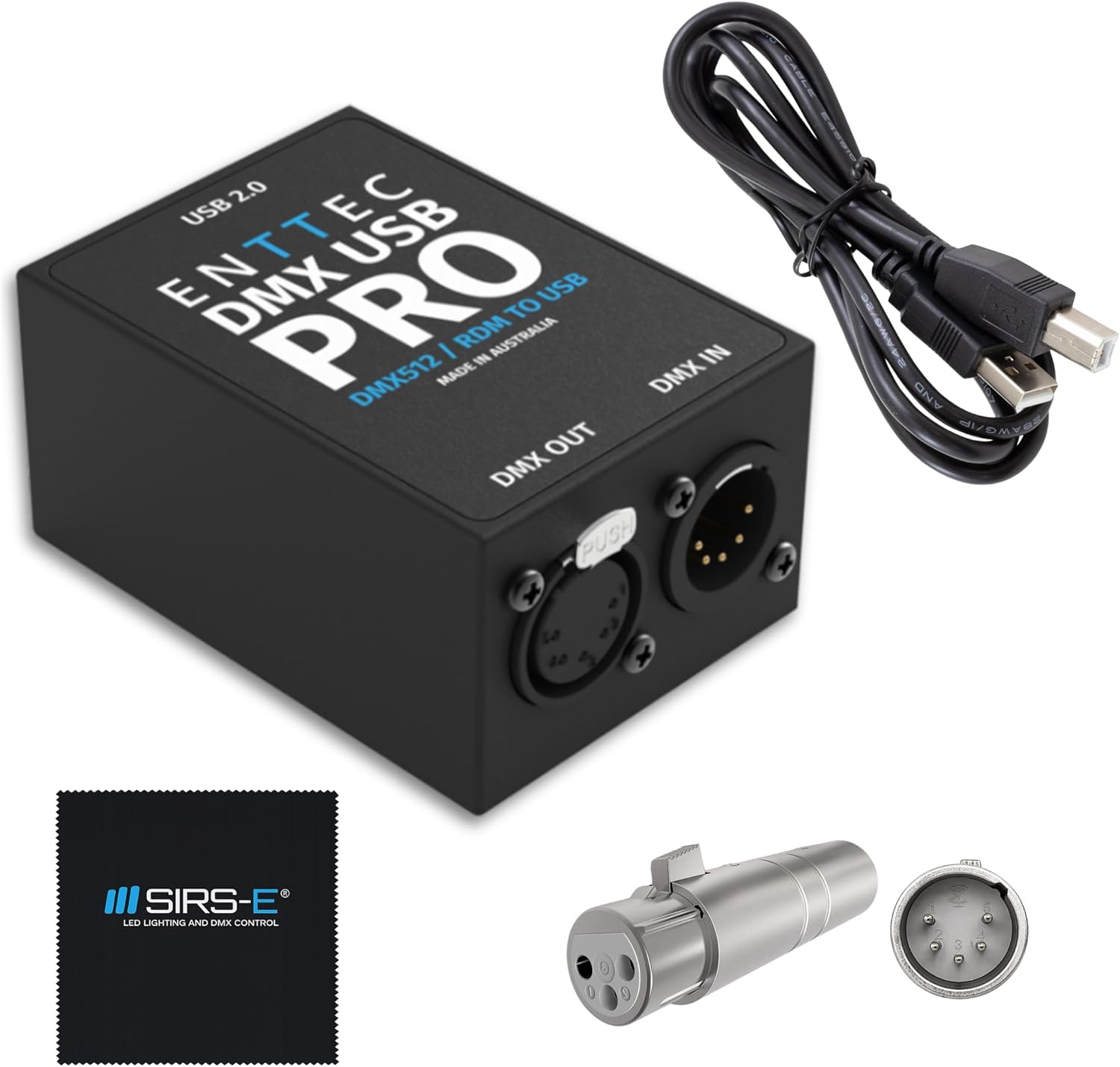 Enttec DMX USB Pro 70304 Lighting Interface & SIRS-E 70029 5P Male to 3P Female Connector (Adapter) - Bundle …