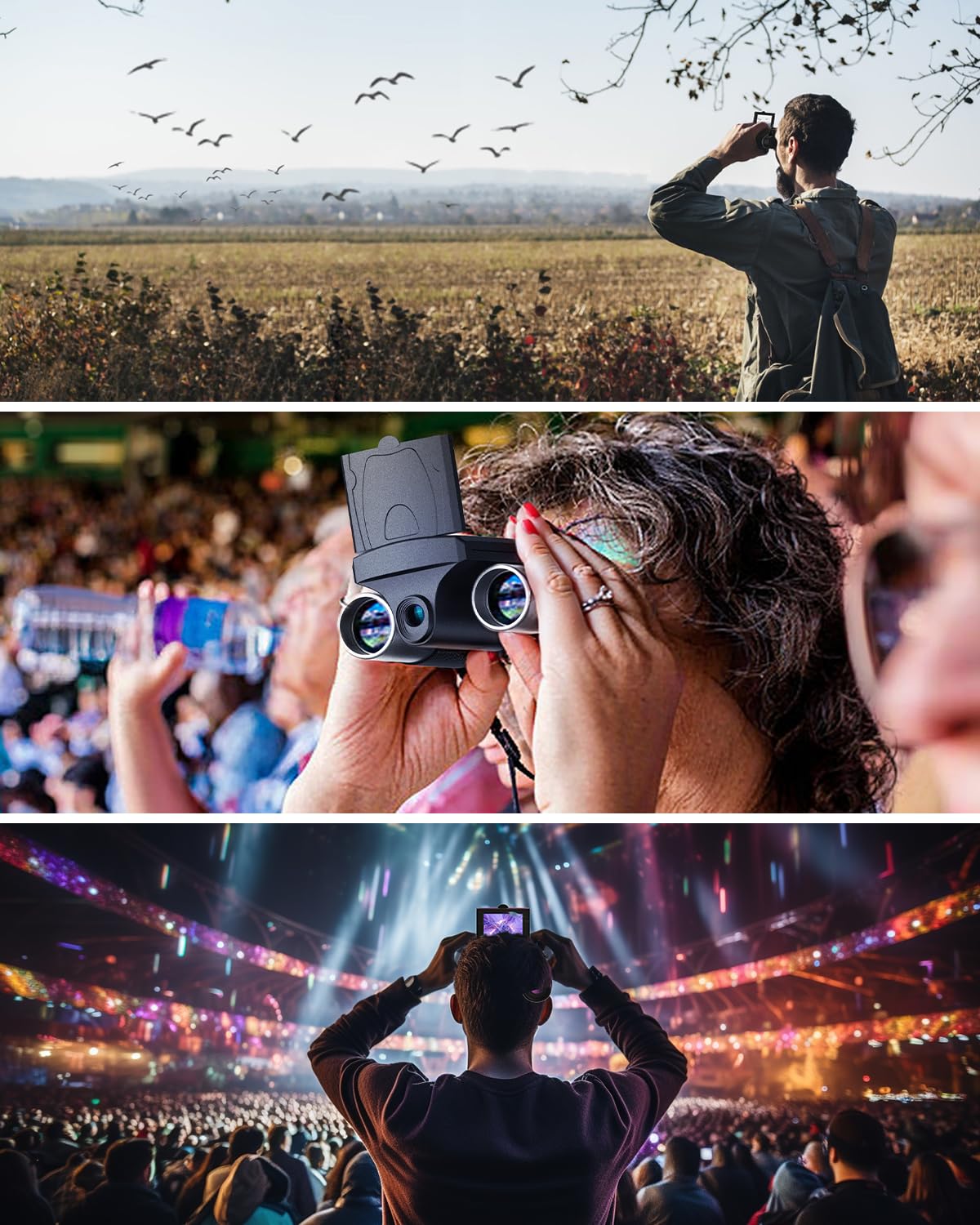 Prismáticos digitales con cámara, zoom digital 8X, pantalla LCD de 2 pulgadas, cámara de 40 MP, videos de 2.5 K, ideal para conciertos, observación de aves y aventuras al aire libre con tarjeta SD de