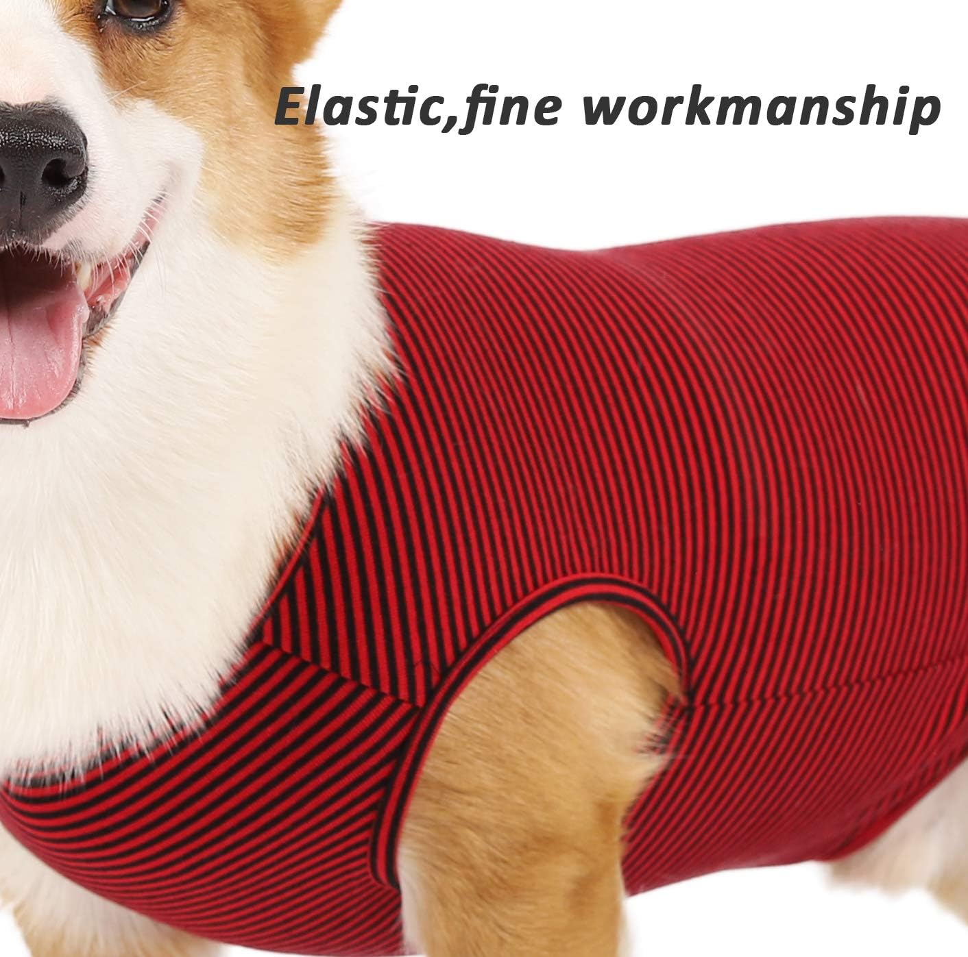 WEONE Dog Summer T-Shirts Striped Cotton Vest,Pet Breathable Soft Basic Clothes for Small Medium Larg Boy Girl Dogs,M : Pet Supplies