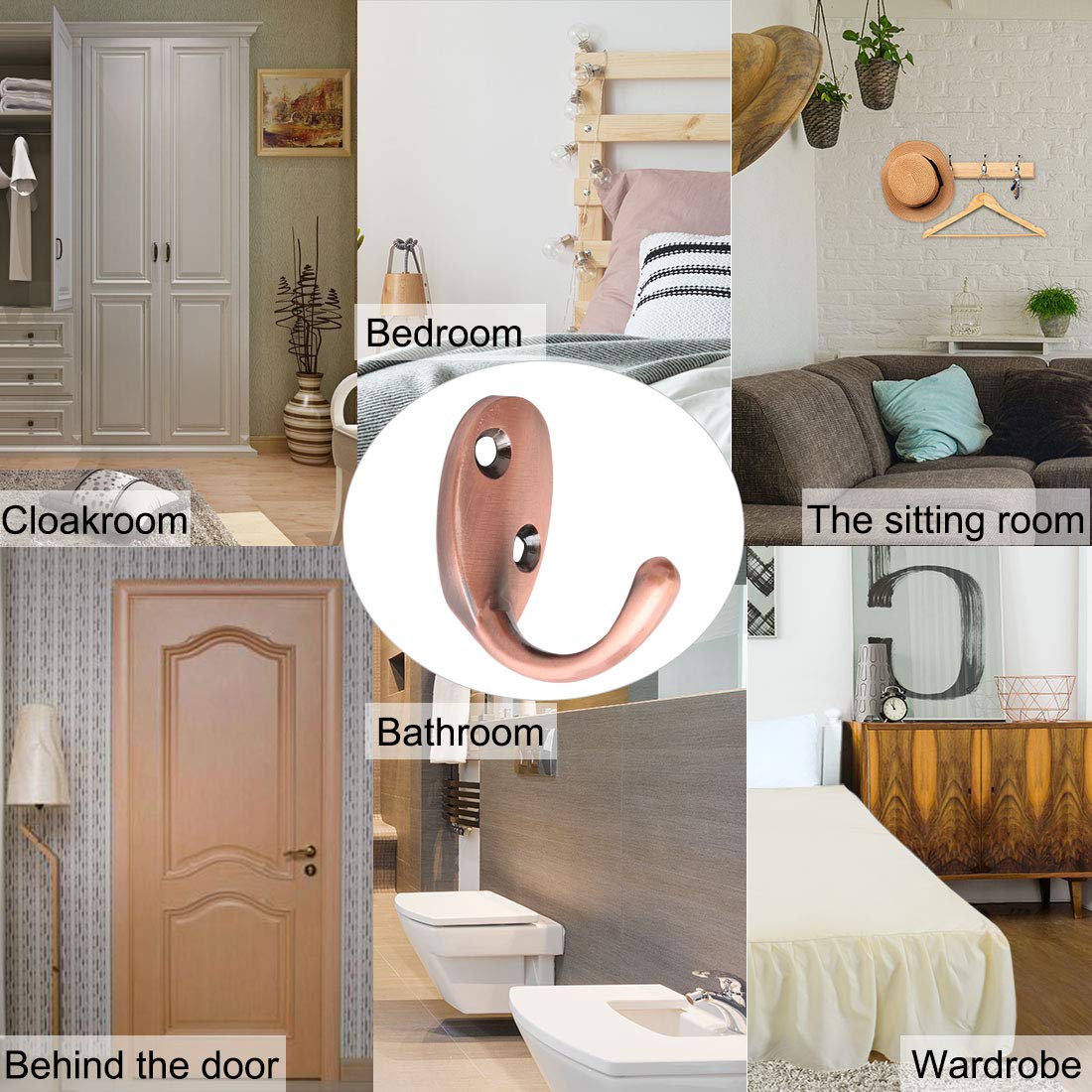 Doppelwandhaken Aus Zinklegierung – 5 Stück, Weiß, Mit Schrauben, Platzsparend Für Schal, Mantel, Handtuch & Mehr