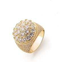 Iced Out Mens Pinky Ring - 18k Gold Plated Bling Hip Hop Cubic Zirconia Jewelry - Created Diamond Signet for Women Gifts