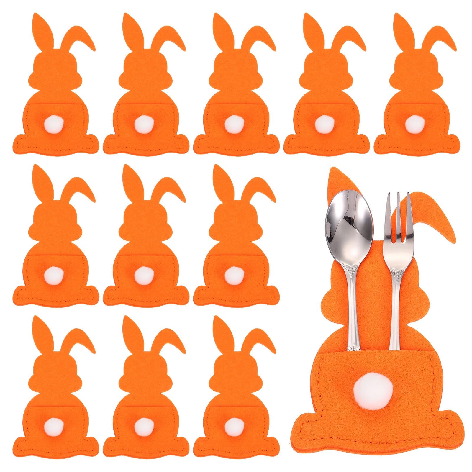 Porte-couverts en feutre de Pâques lapin orange 15x8cm lot de 36