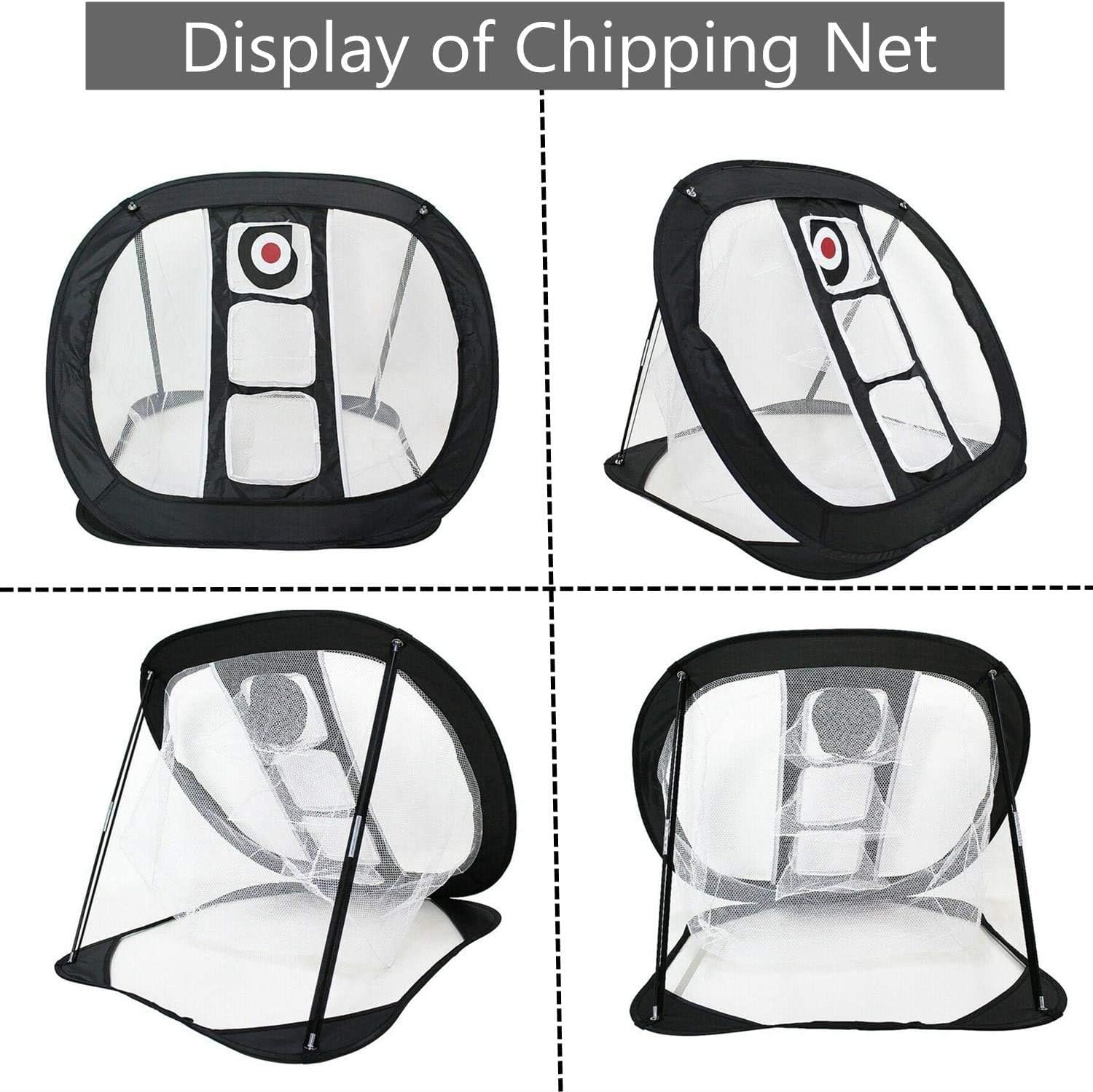 FINGER TEN Golf Chipping Net Backyard Outdoor Target Practice with 12 Golf Foam Balls Pack, Pop Up Hitting Nets for Indoor Accuracy Swing, Portable Set for Men Women Kids (Black Net with Mat) : Sports & Outdoors