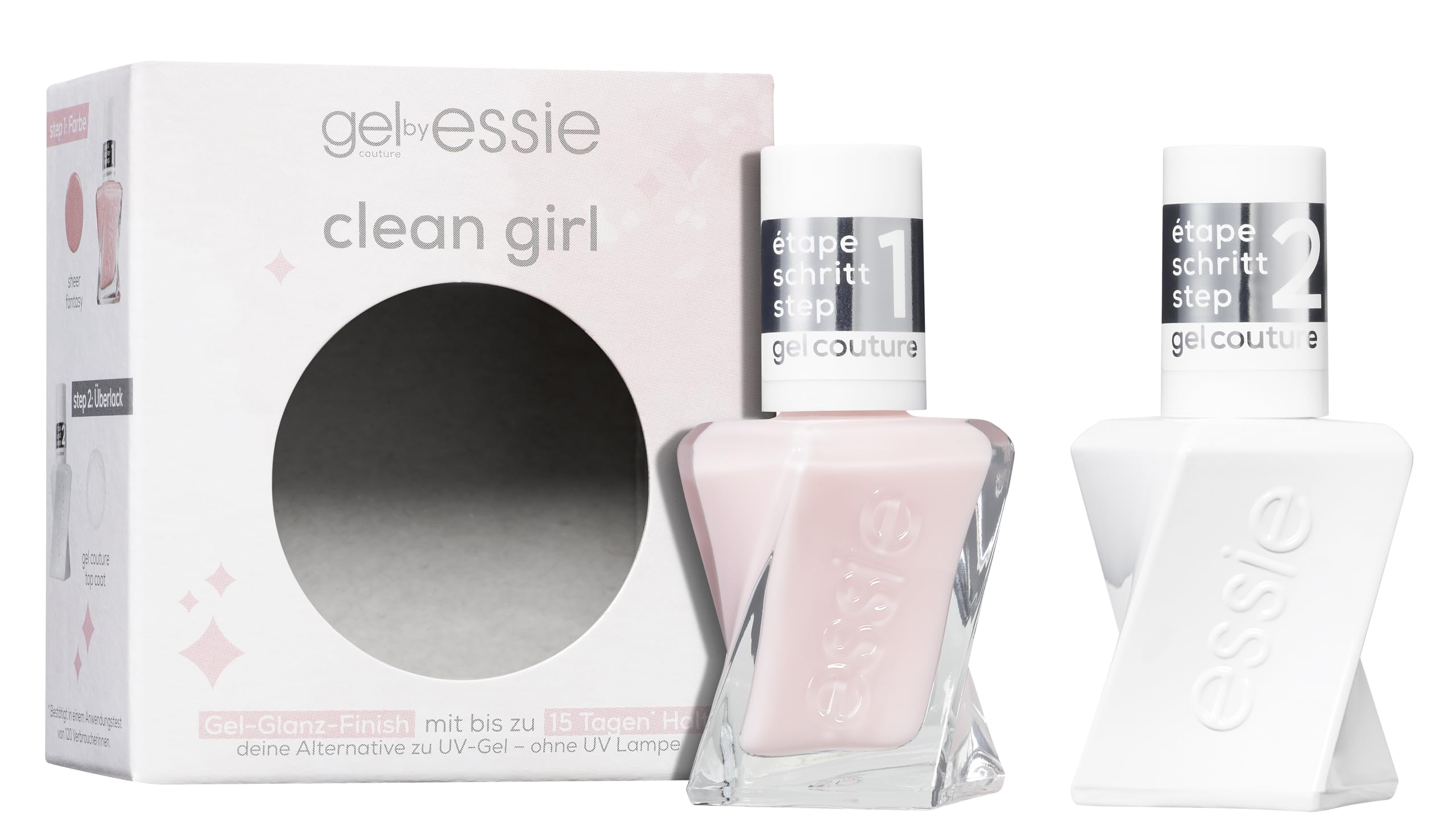 Essie Gel Couture Set Clean Girl (nr 00 Top Coat, Nr. 10 Sheer Fantasy)