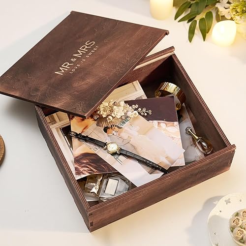 Miniatura 7 de AW BRIDAL Juego de 2 copas de champán, grabado MR MRS, cristal, 6 onzas, juego de corte de pastel, caja de regalo de boda, regalos de inauguración