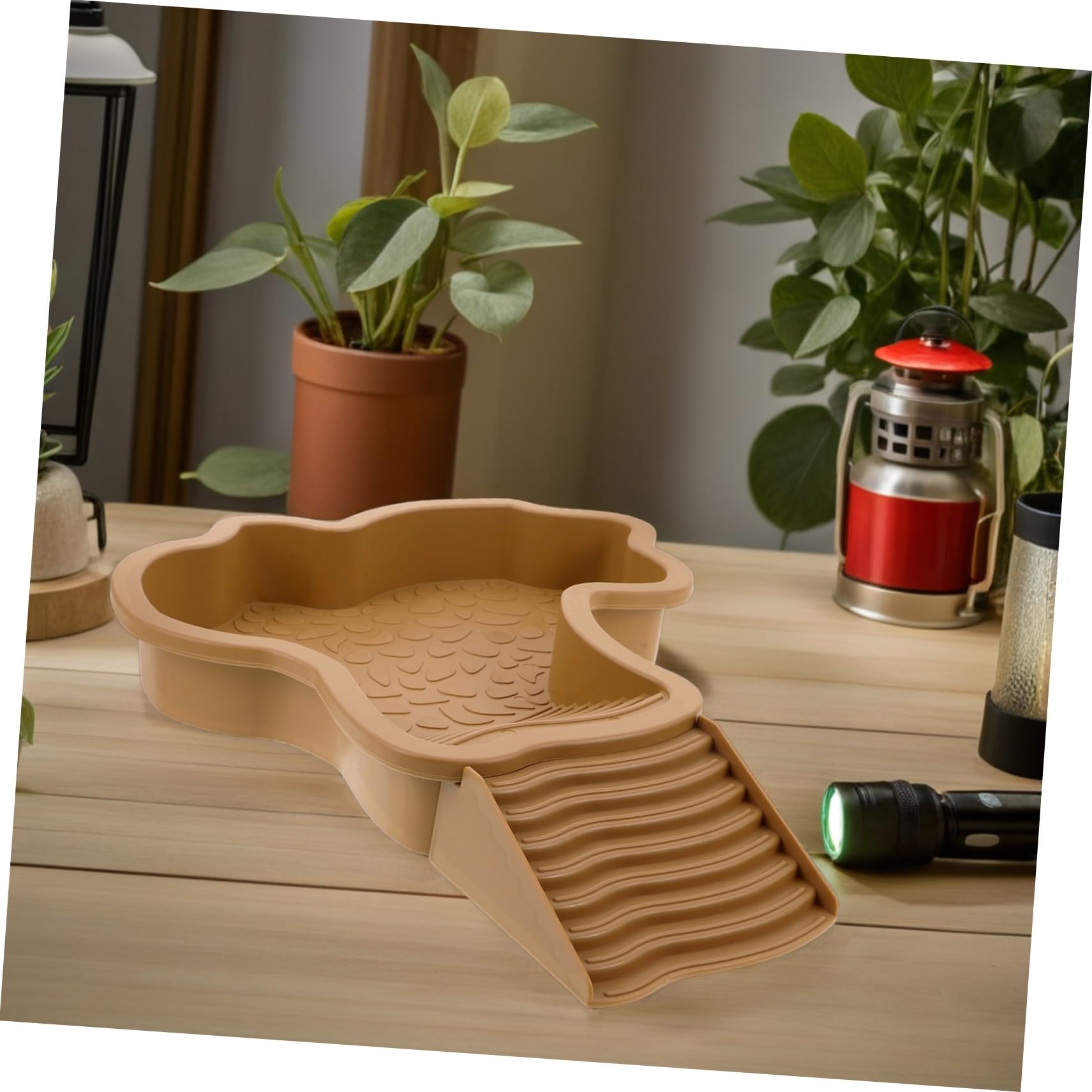 YARNOW Bañera para Tortugas Piscina de Baño con Rampa Externa y Plataforma de Descanso para Reptiles Hábitat Acuático