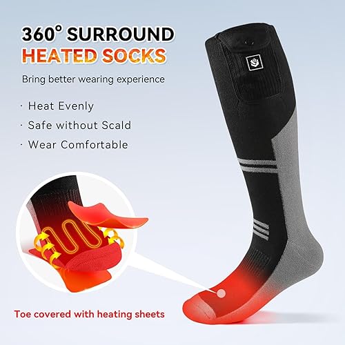 Miniatura 6 de Calcetines calefactables para hombres y mujeres, recargables, lavables, con control remoto, batería de 7.4 V, calcetines de calefacción eléctrica