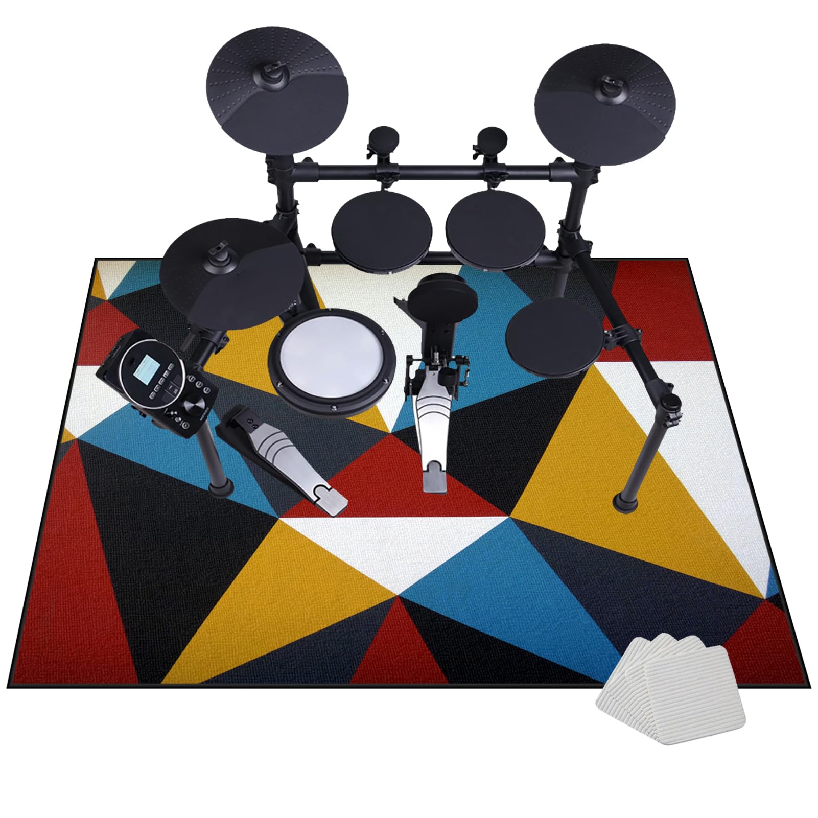 Elektrisches Schlagzeug Teppich, Drum Teppich, rutschfeste Trommel Teppiche, Professionelles Rechteckiges Elektronisches Jazz Schlagzeug Kit, Schallschutzteppich für Studio, Wohnung 160 x 100 cm