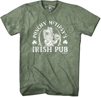 Chowdaheadz Punchy McTipsys Irish Pub T-Shirt - Unisex Vintage Tee Soft Cotton Blend