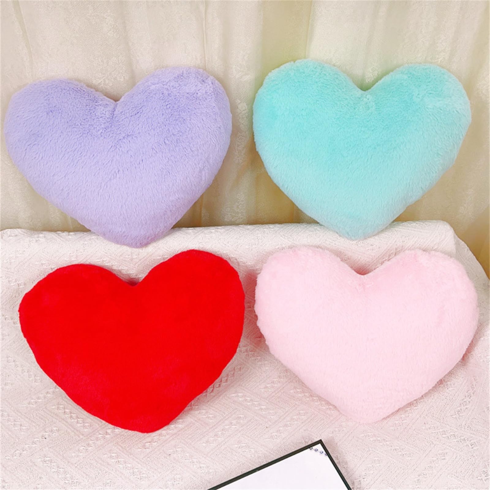 Heart Cushion Decorative Cushion 46 x 36 cm Heart Cushion Children's Room Decor Heart Shape Decorative Cushion Pillow Plush Children's Cushion for Children's Room Sofa Decoration (Red) - Image 3