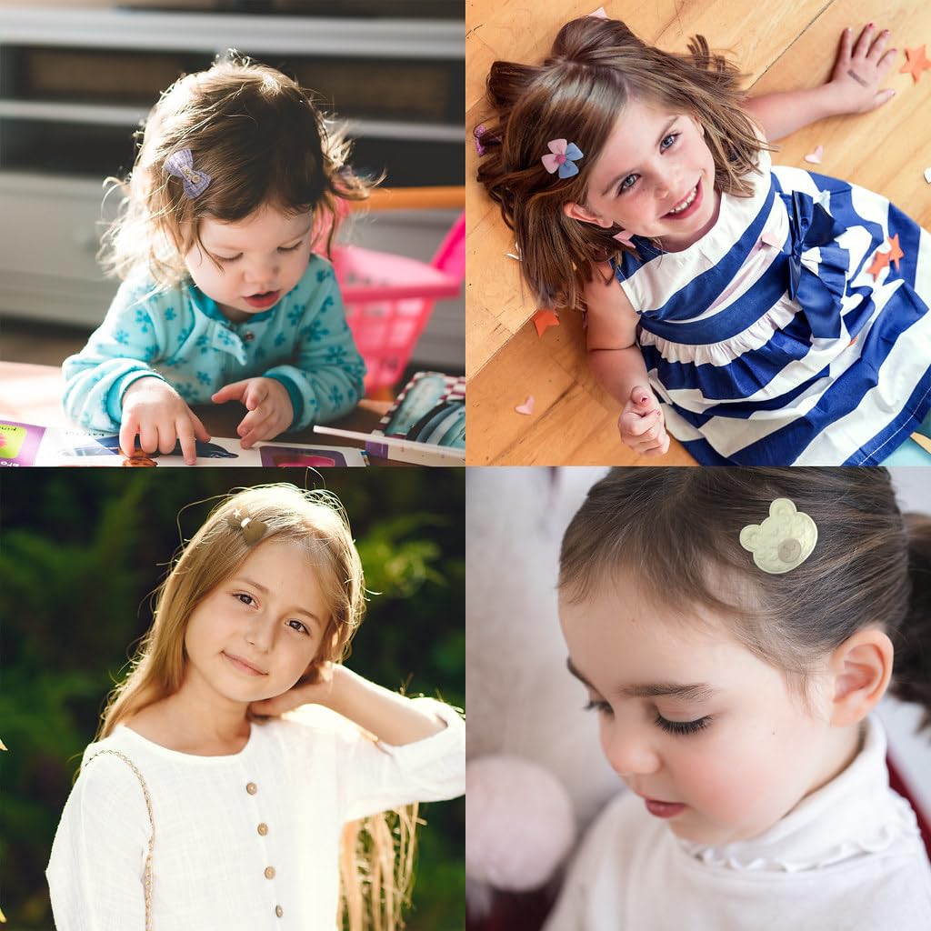 Lindos accesorios para el cabello para niñas, paquete de 69 pinzas para el pelo para niños, pasadores y lazos, pinzas forradas de cocodrilo, accesorios para el cabello para niñas pequeñas, niños y