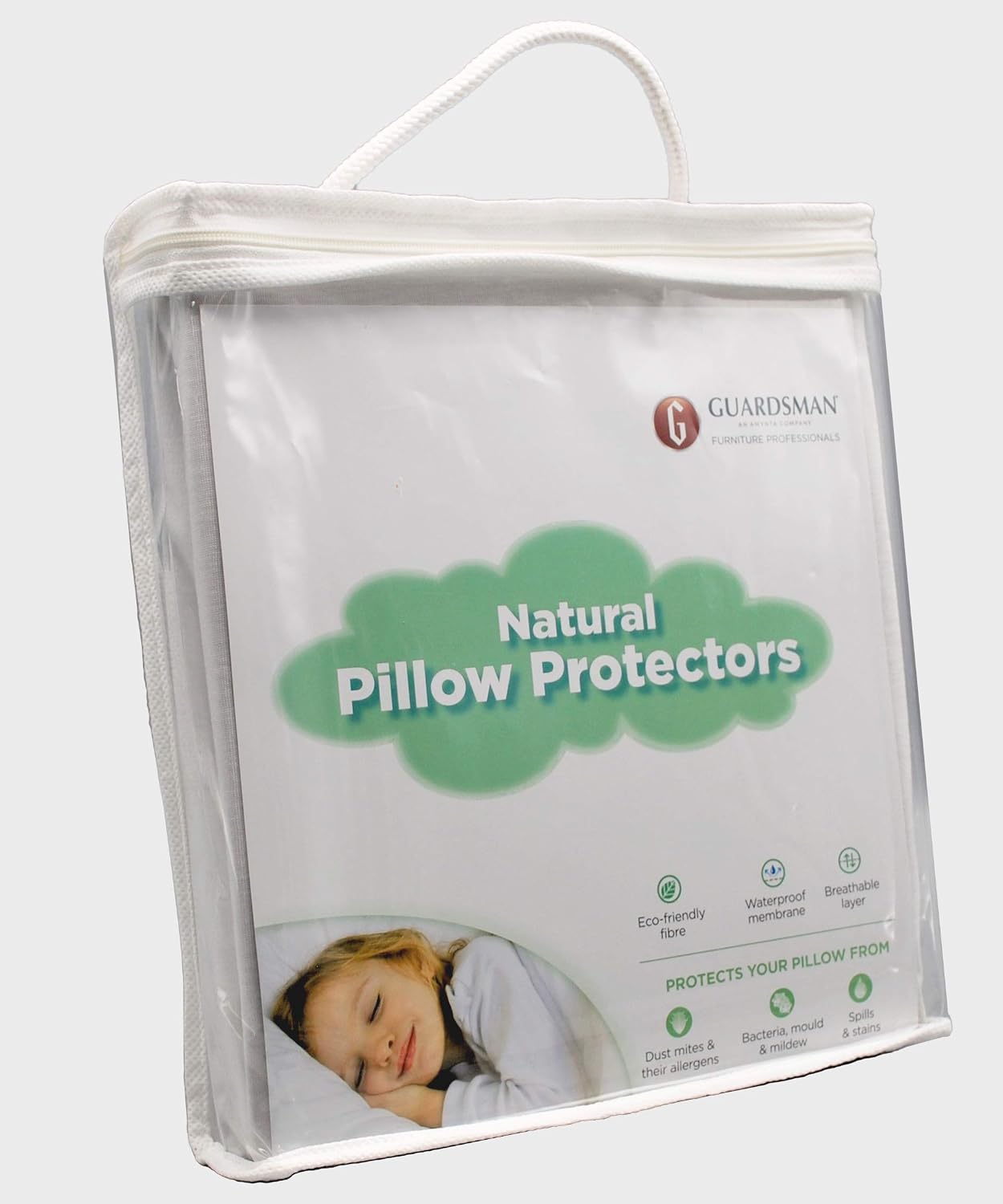 Guardsman Natural Pillow Protector 2 Pack Eco Friendly Waterproof Breathable Pillow Covers with Zip for Standard Size 50cm x 75 cm Pillows - Image 3