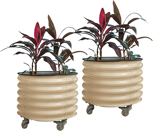 Vego garden Kits de cama de jardín elevada con riego automático, paquete doble, color blanco perla