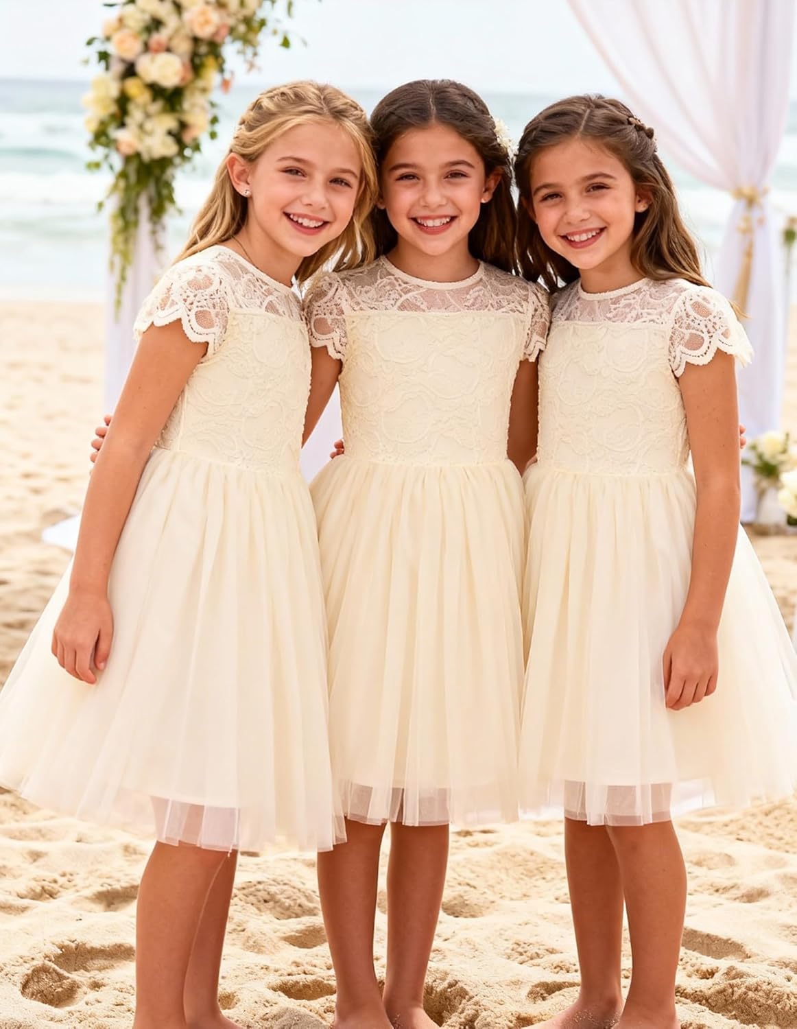 GRACE KARIN Flower Girl Dress with Big Bow,Kids Lace Tulle Princess Gown,Wedding Formal Birthday Party Pageant 5-10Y - Image 6