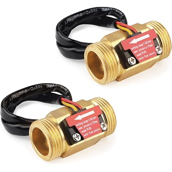 Swawis 2 pieces G3/4 water flow sensor, 1-30 L/min | Flow Sensor Water 3/4 Inch Flow Meter, Water Flow Hall Sensor Flow Switc