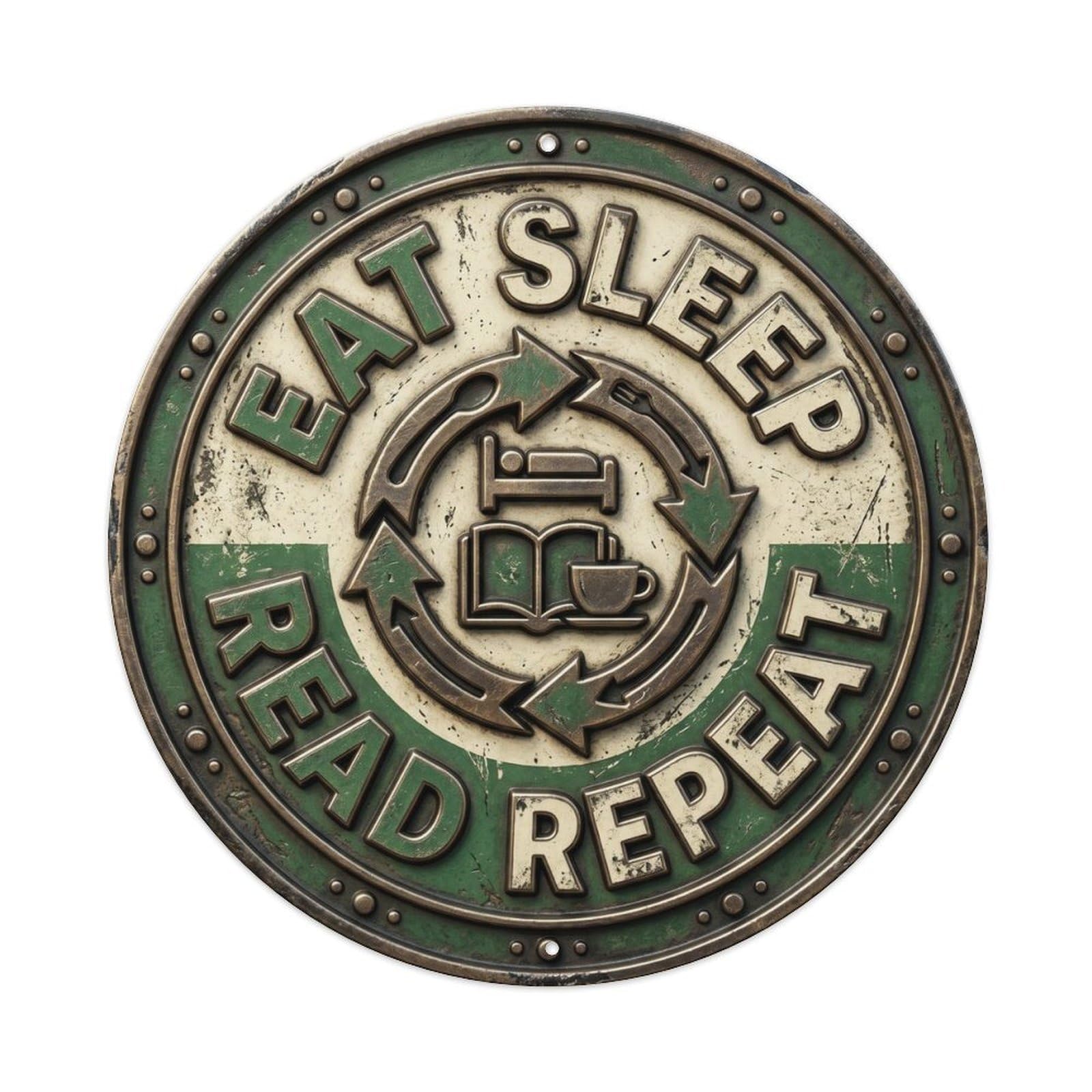 Eat Sleep Read Repeat Vintage Indoor Display Retro Slogans Metal Tin Sign