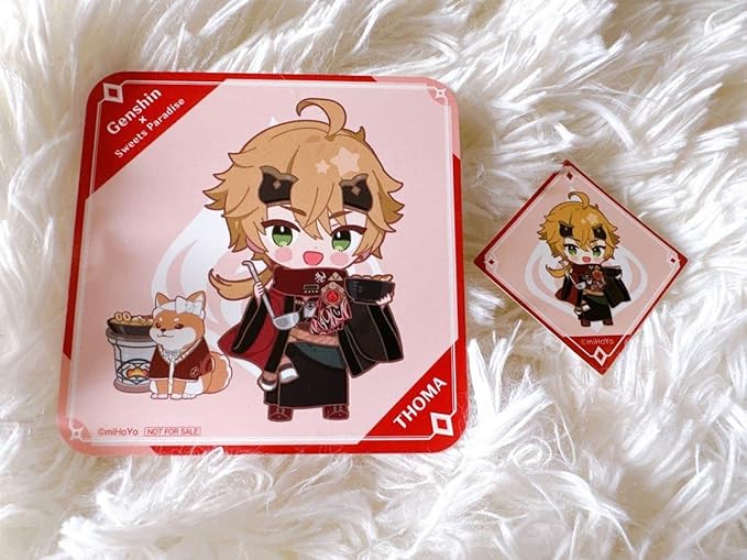 Amazon 原神 Sweets Paradise 櫻舞万雷 コラボカフェ 稲妻 スイパラ 等身キャラコースター トーマ おまけ付 アイドル 芸能人グッズ 通販
