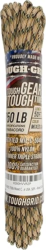 Miniatura 75 de TOUGH-GRID - Cuerda paracaídas de 340 kg, cuerda paracaídas 100% nailon Mil-Spec tipo IV utilizada por el ejército de Estados Unidos, ideal