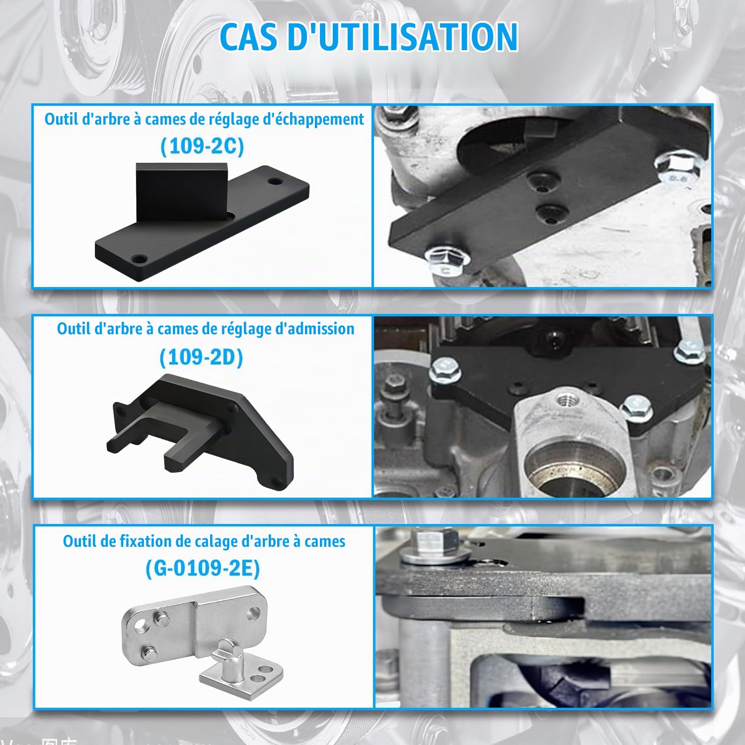 Kit Calage Distribution, Outil de Réglage de Distribution pour Moteur PSA Citroën Peugeot Opel DS 1.2 Vti (VVT) /GDI PureTech Essence 109-2C, 109-2D, 0109-2B, G-0109-2E