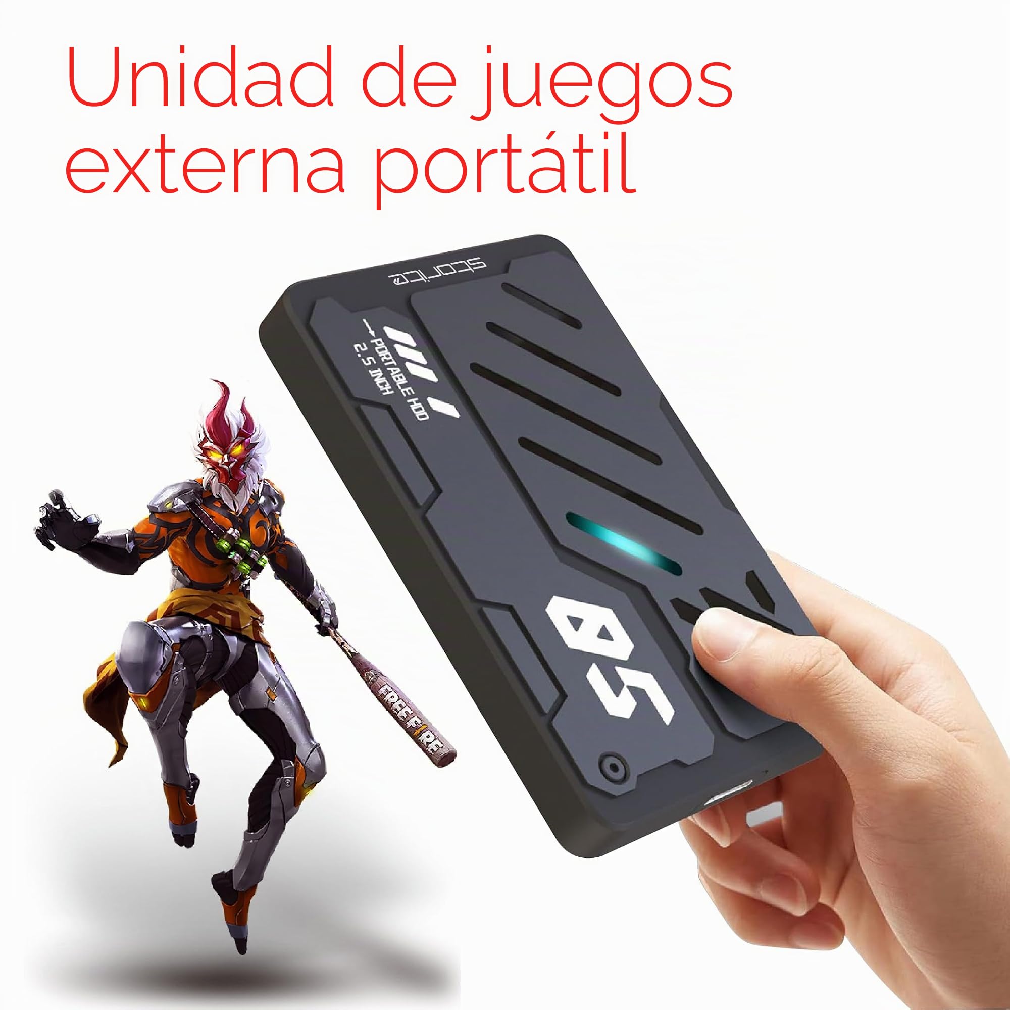 Storite Disco Duro Externo 1 TB USB 3.0 para Gaming | Para copia de seguridad y almacenamiento de datos disco duro portátil para portátiles, ordenadores de sobremesa y Mac.