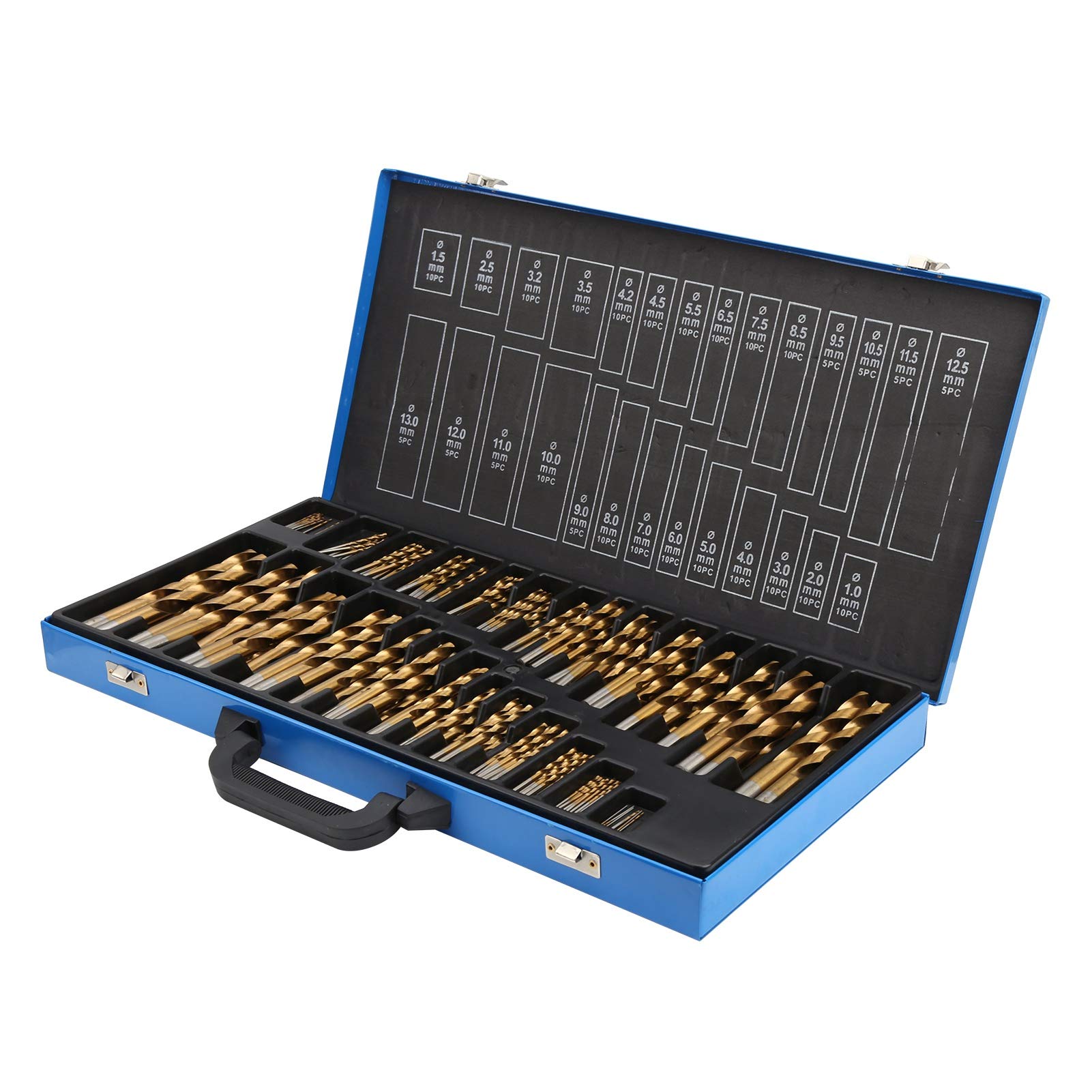 Wakects - Juego de brocas metálicas HSS, 230 piezas, juego de brocas métricas con caja de broca helicoidal de acero rápido para hierro aluminio, madera de plástico, 118 ° punto de división