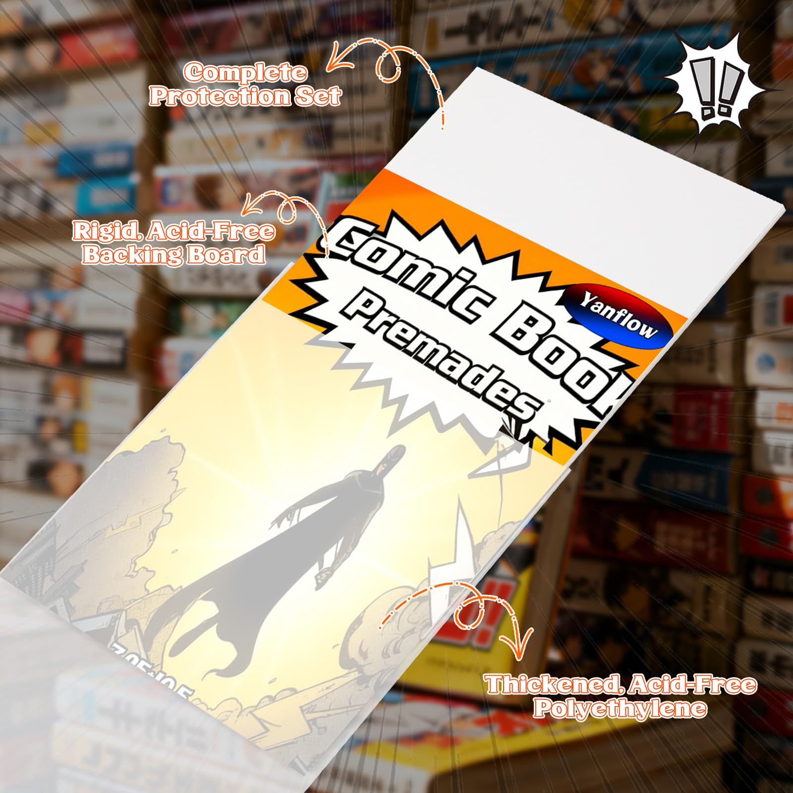 50 Pack Comic Book Bags and Boards Set 7.25x10.5 Inch Self-Sealing Comic Bags and Boards with Archival Boards for Long-Term Storage & Protection