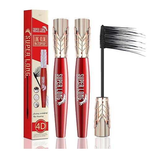 Máscara de pestañas súper larga, 4D, impermeable, súper larga, lujosa, larga, rizada, maquillaje, alargamiento, rímel voluminizadora (paquete de 2)