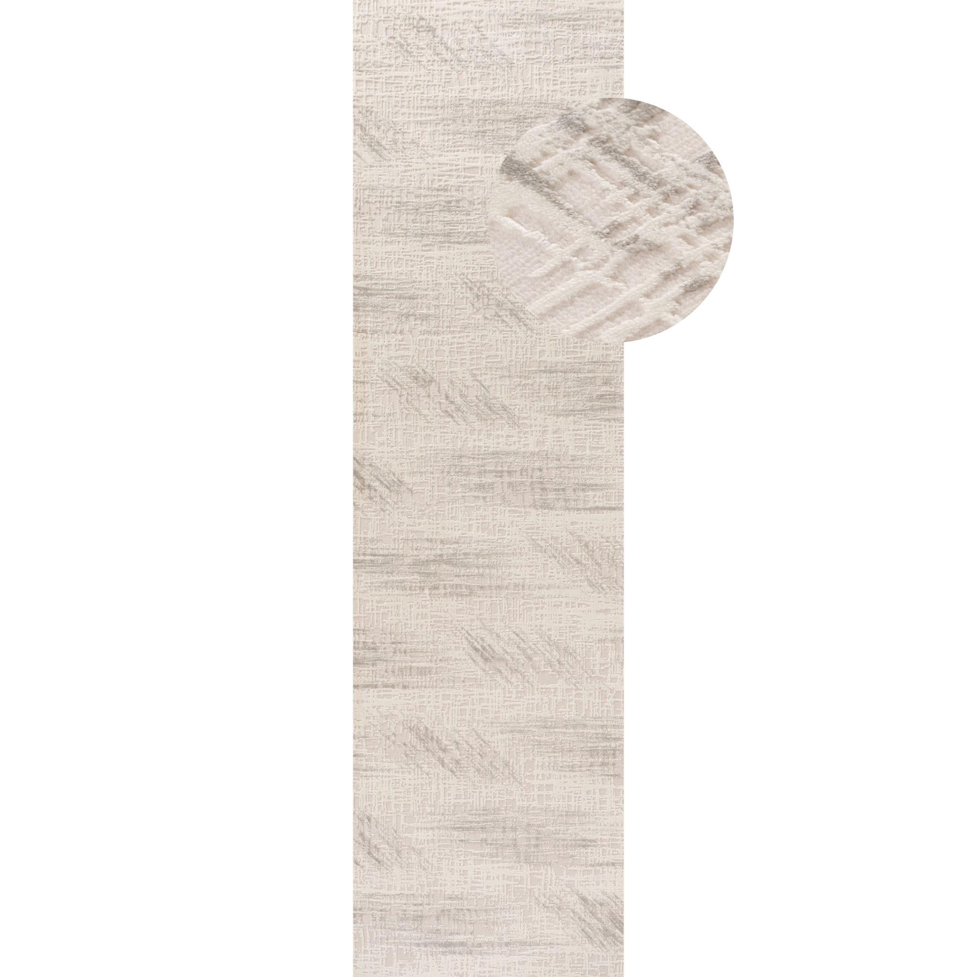 B&Q -  Carmel Cream/grey Abstract Area Rug And Runner Non SheddingStain ResistantSoft